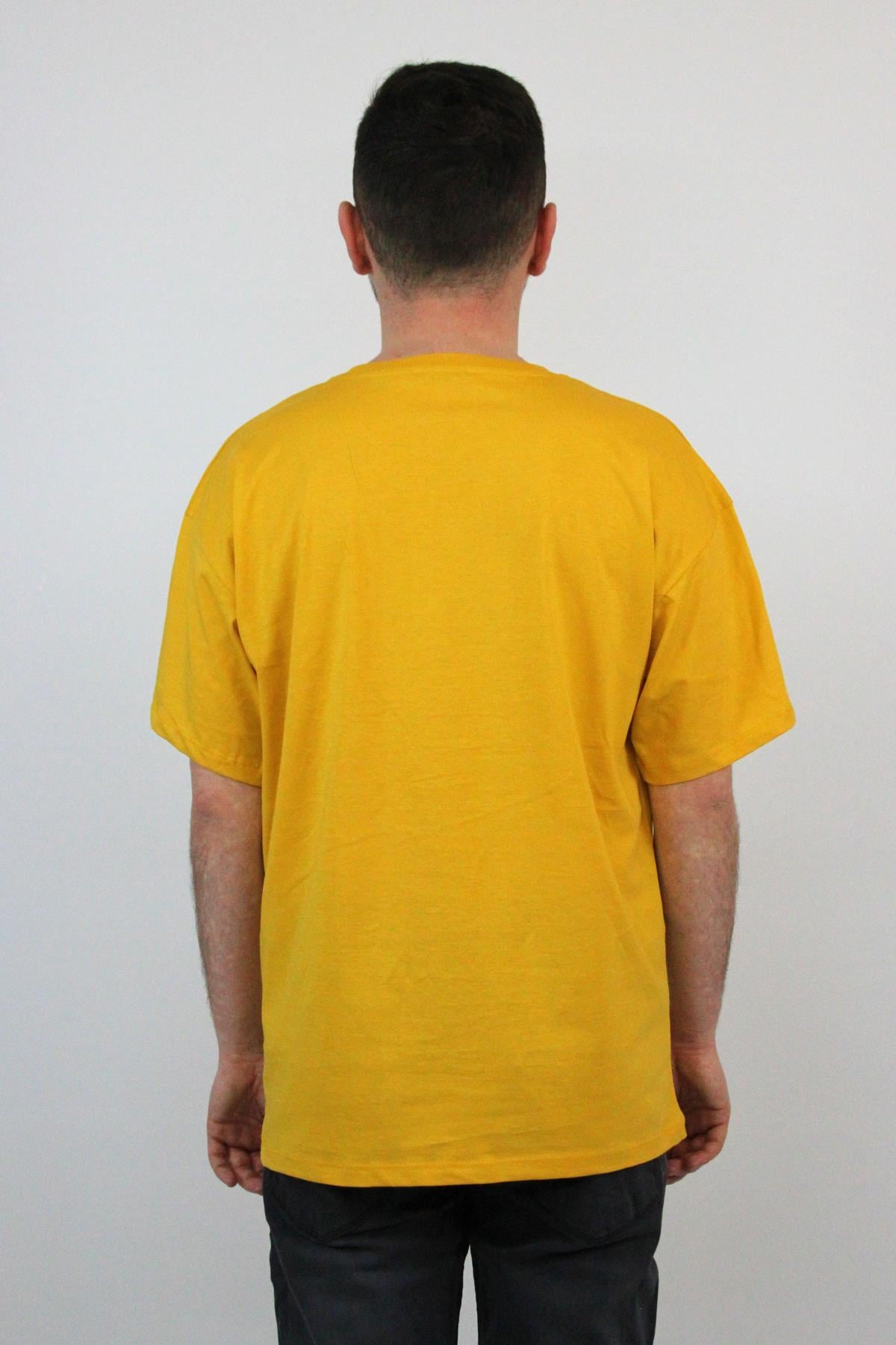 FİHA/GAGİLİÇ-9030 ERKEK OVERSIZE SIFIR YAKA KOMPAK T-SHIRT - SUN FLOWER 