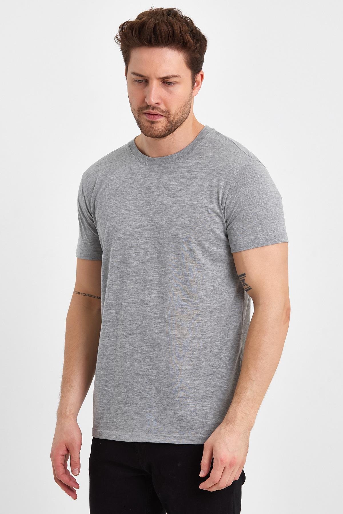 FİHA/GAP-7010 ERKEK KOMPAK SIFIR YAKA T-SHIRT - GRİ 