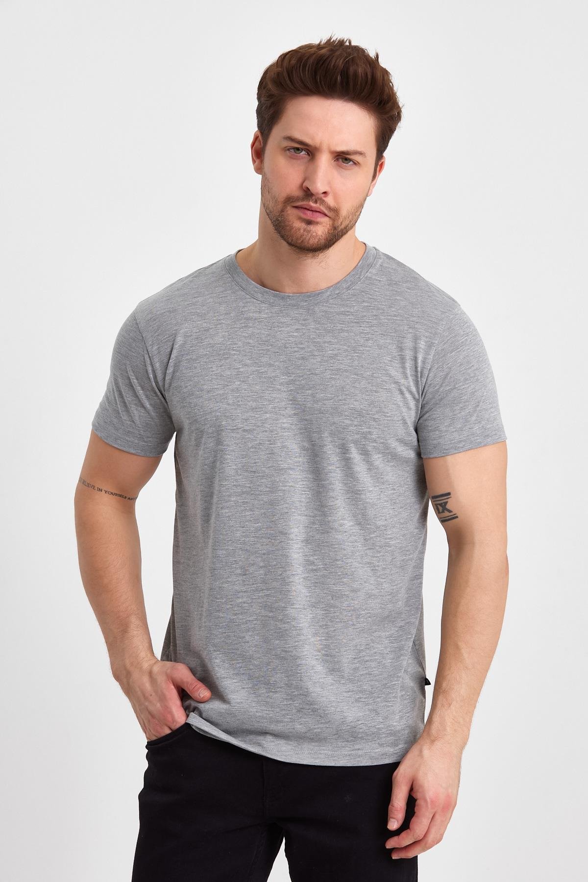 FİHA/GAP-7010 ERKEK KOMPAK SIFIR YAKA T-SHIRT - GRİ 