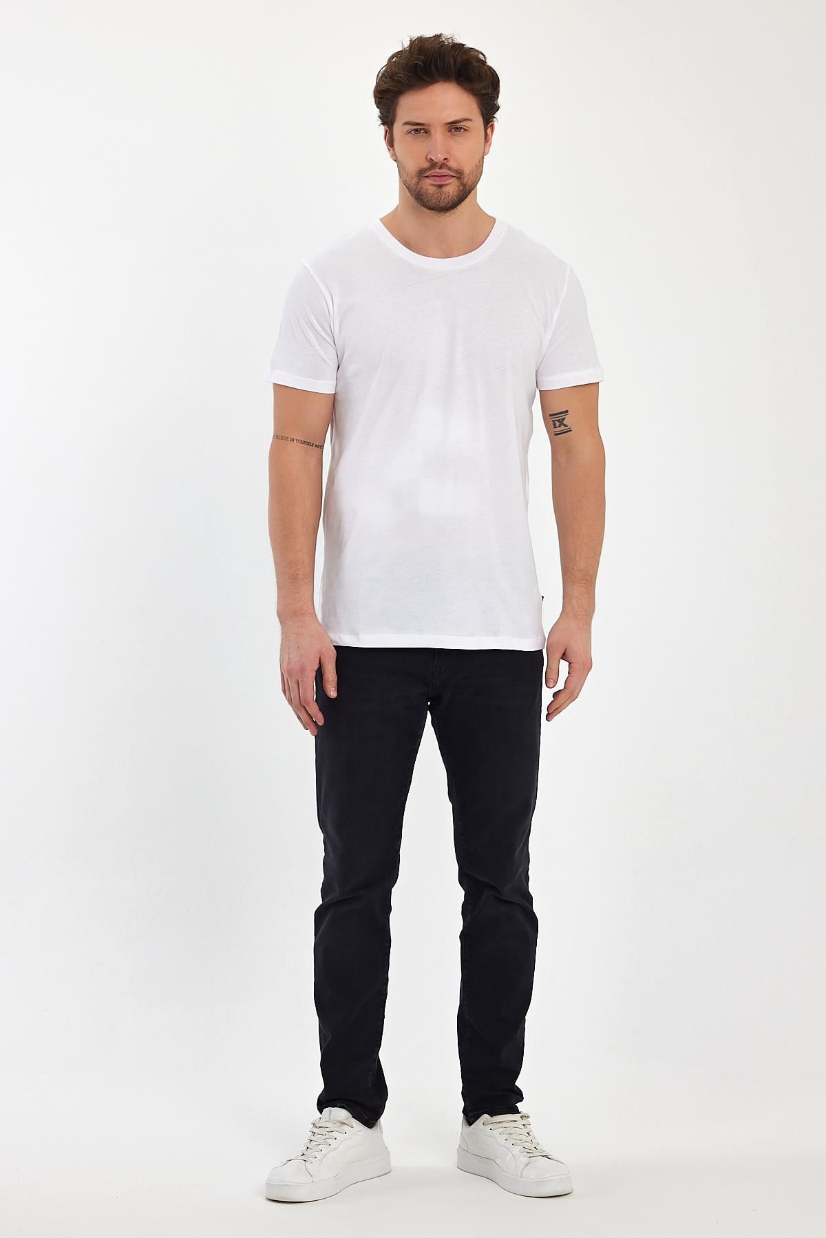 FİHA/GAP-7010 ERKEK KOMPAK SIFIR YAKA T-SHIRT - BEYAZ 