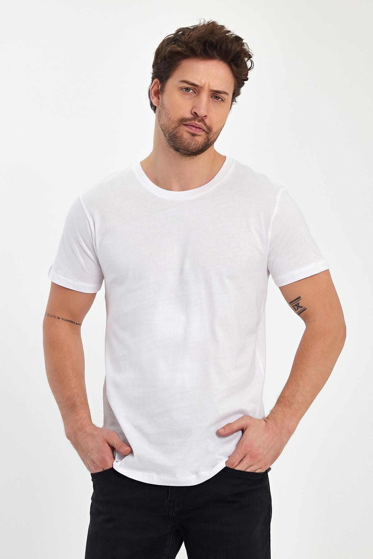 FİHA/GAP-7010 ERKEK KOMPAK SIFIR YAKA T-SHIRT - BEYAZ 