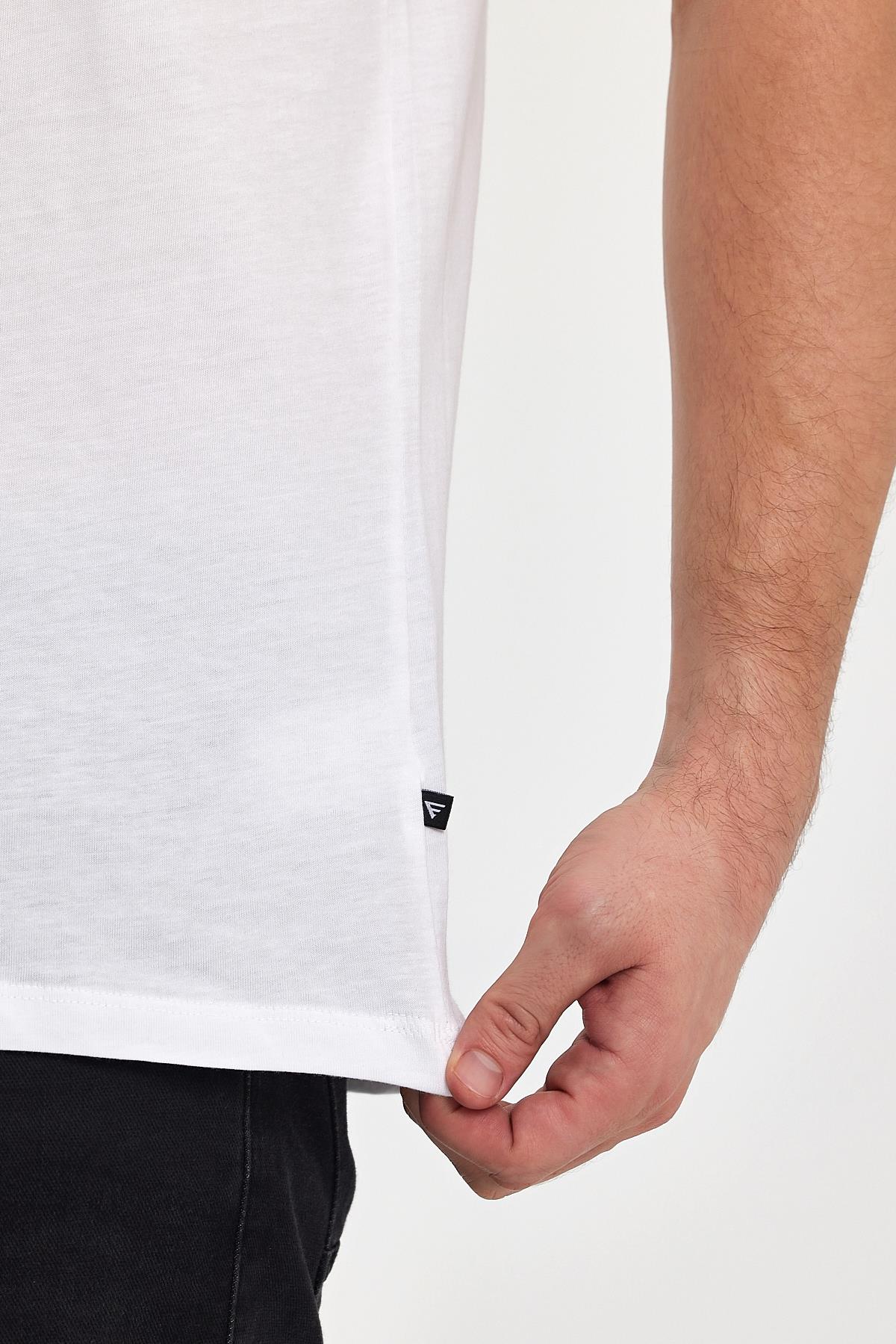 FİHA/GAP-7010 ERKEK KOMPAK SIFIR YAKA T-SHIRT - BEYAZ 