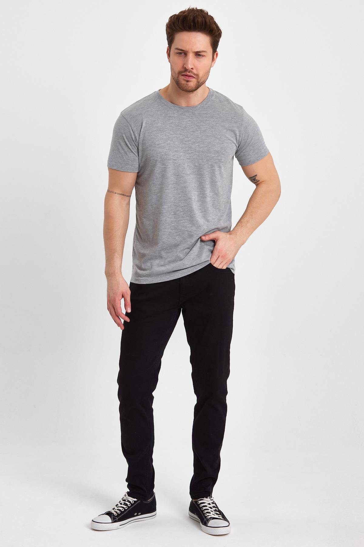 FİHA/GAP-7010 ERKEK KOMPAK SIFIR YAKA T-SHIRT - GRİ 