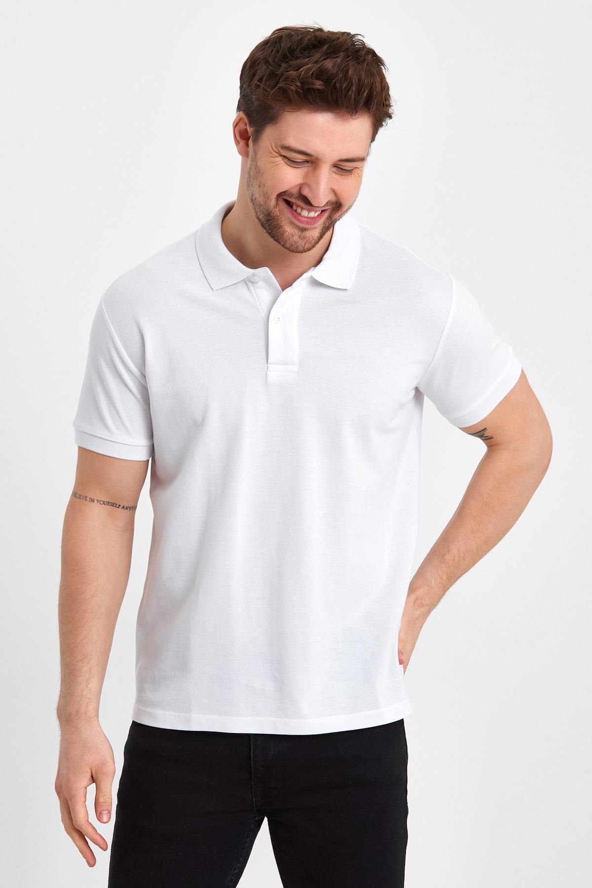 FİHA/GAREGEN-9031 ERKEK KOMPAK POLO YAKA - BEYAZ