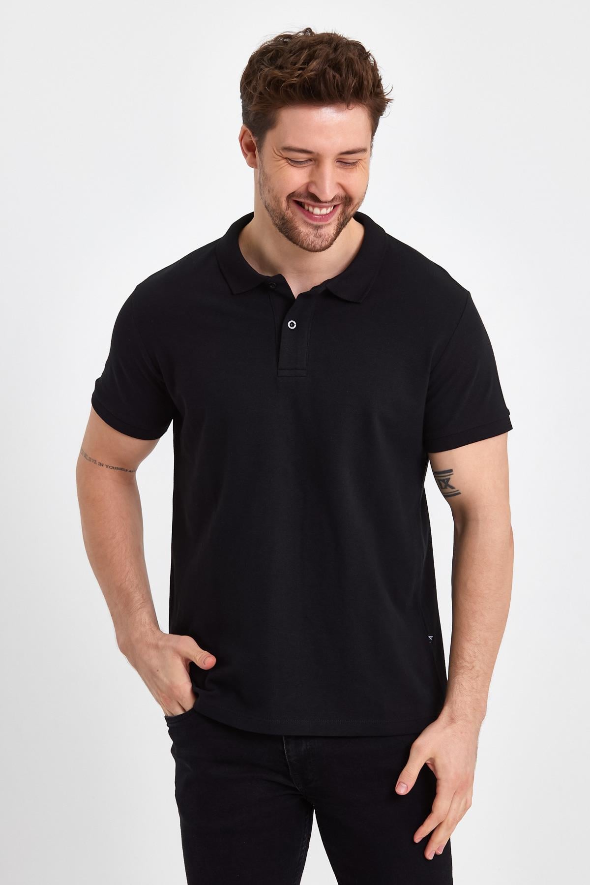 FİHA/GAREGEN-9031 ERKEK KOMPAK POLO YAKA - SİYAH