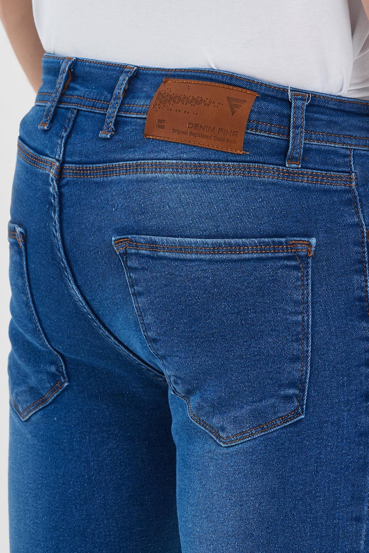 FİHA/GÖLÜK-8940 ERKEK DÜĞMELİ TAŞLI SKİNNY JEANS - MAVİ 