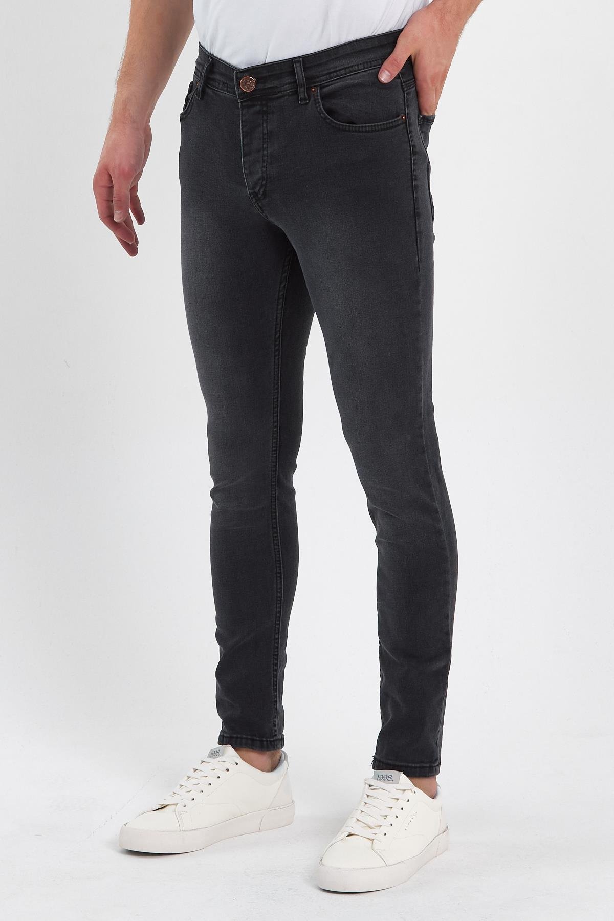 FİHA/GÖLÜK-8940 ERKEK DÜĞMELİ TAŞLI SKİNNY JEANS - ANTRASİT