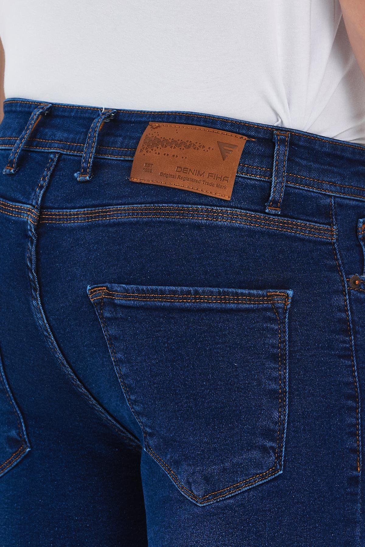 FİHA/GÖLÜK-8940 ERKEK DÜĞMELİ TAŞLI SKİNNY JEANS - KOYU MAVİ