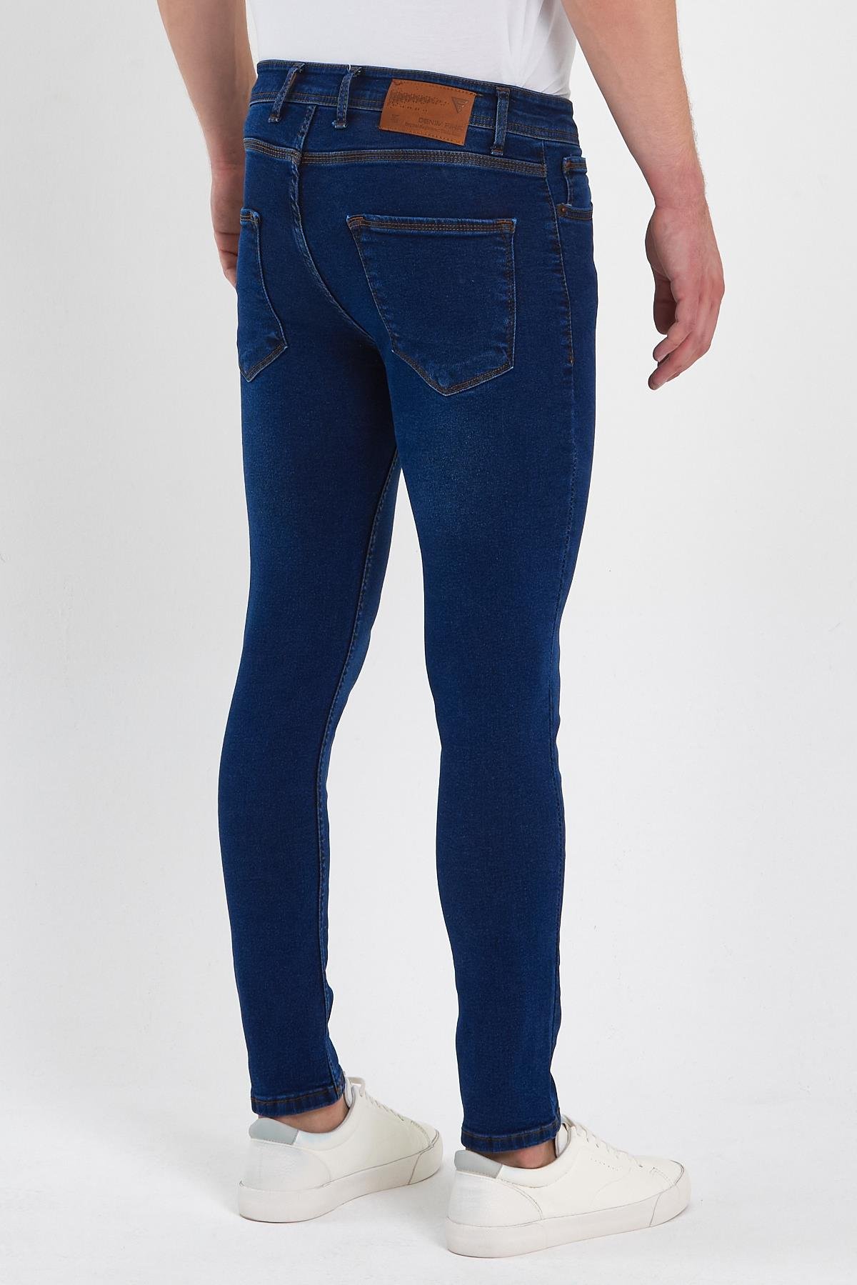 FİHA/GÖLÜK-8940 ERKEK DÜĞMELİ TAŞLI SKİNNY JEANS - KOYU MAVİ