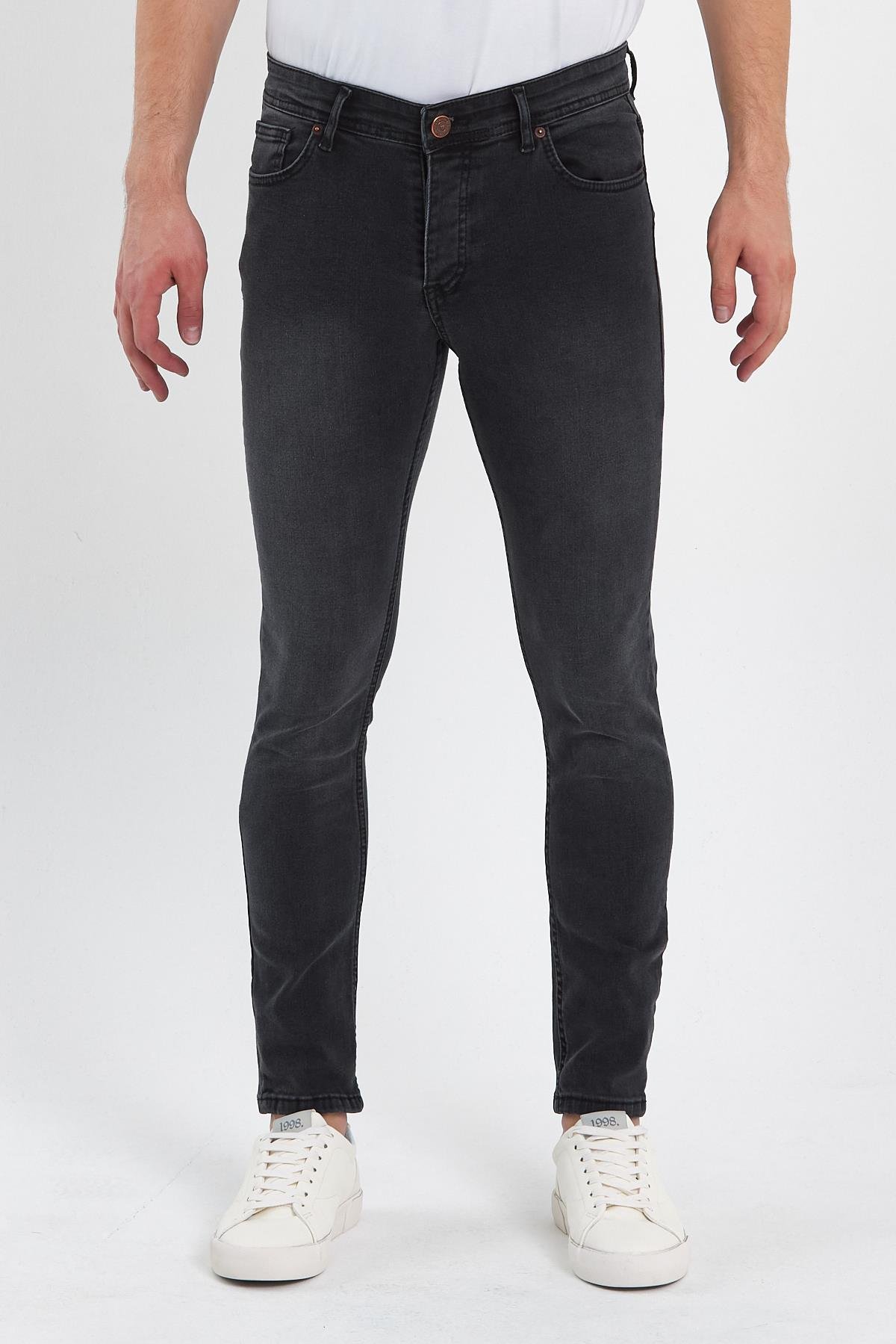 FİHA/GÖLÜK-8940 ERKEK DÜĞMELİ TAŞLI SKİNNY JEANS - ANTRASİT