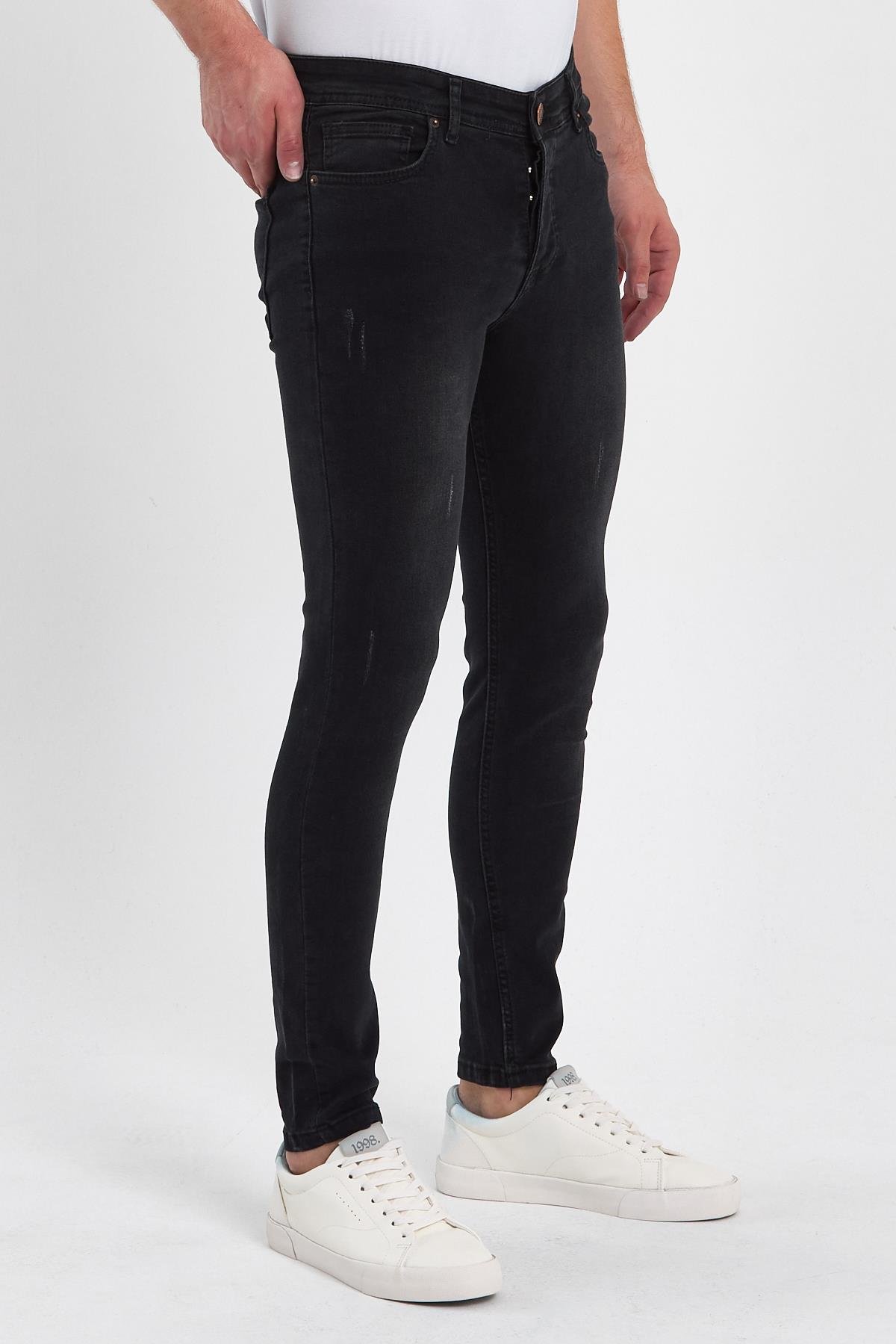 FİHA/GOYA-8859 ERKEK DÜĞMELİ TAŞLI TIRNAKLI SKİNNY JEANS - ANTRASİT 