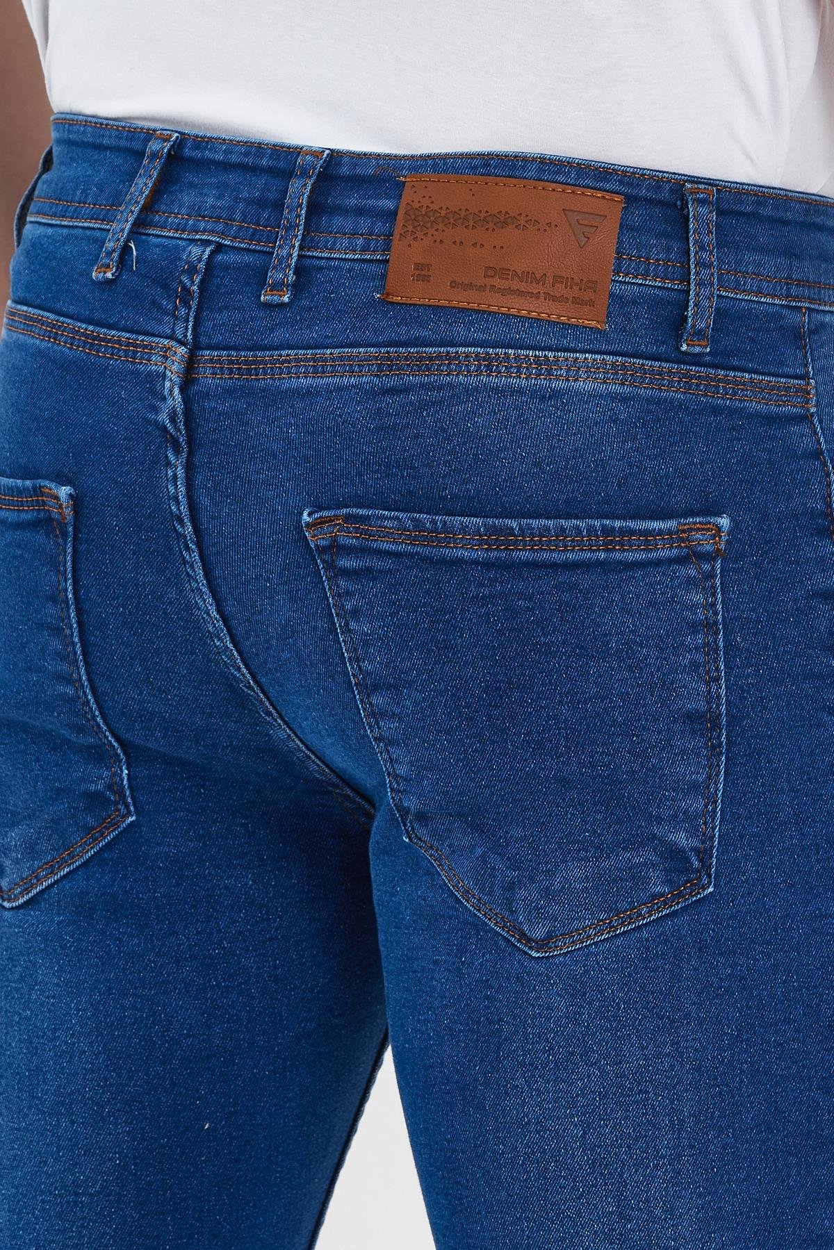 FİHA/GOYA-8859 ERKEK DÜĞMELİ TAŞLI TIRNAKLI SKİNNY JEANS - MAVİ