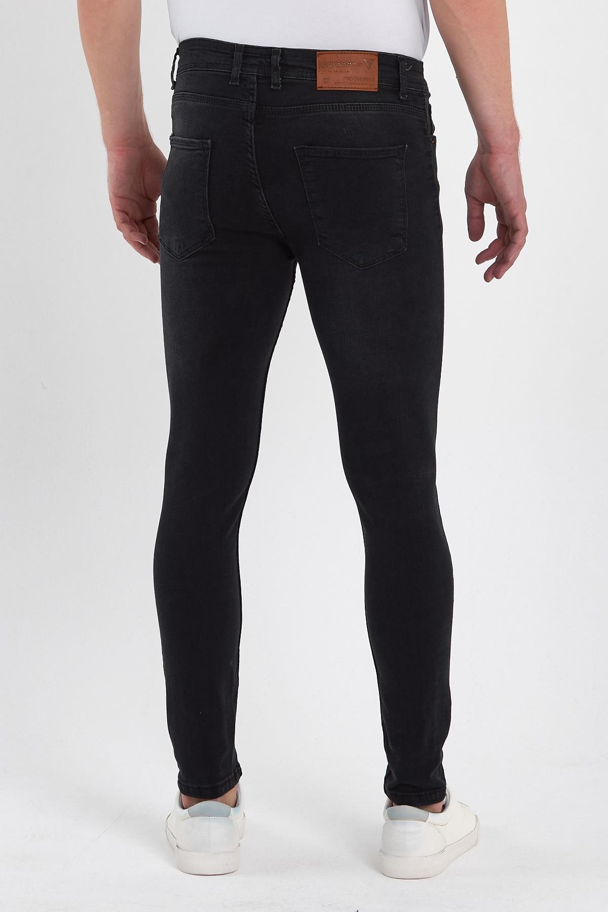 FİHA/GOYA-8859 ERKEK DÜĞMELİ TAŞLI TIRNAKLI SKİNNY JEANS - ANTRASİT 