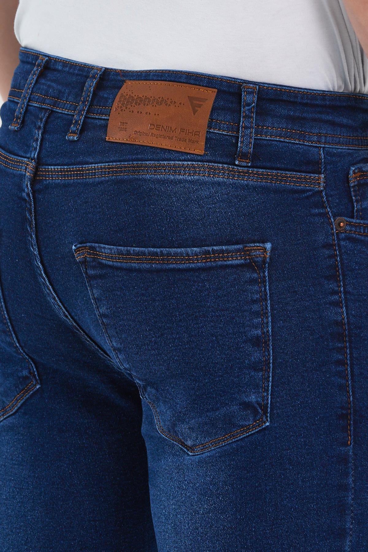 FİHA/GOYA-8859 ERKEK DÜĞMELİ TAŞLI TIRNAKLI SKİNNY JEANS - KOYU MAVİ 