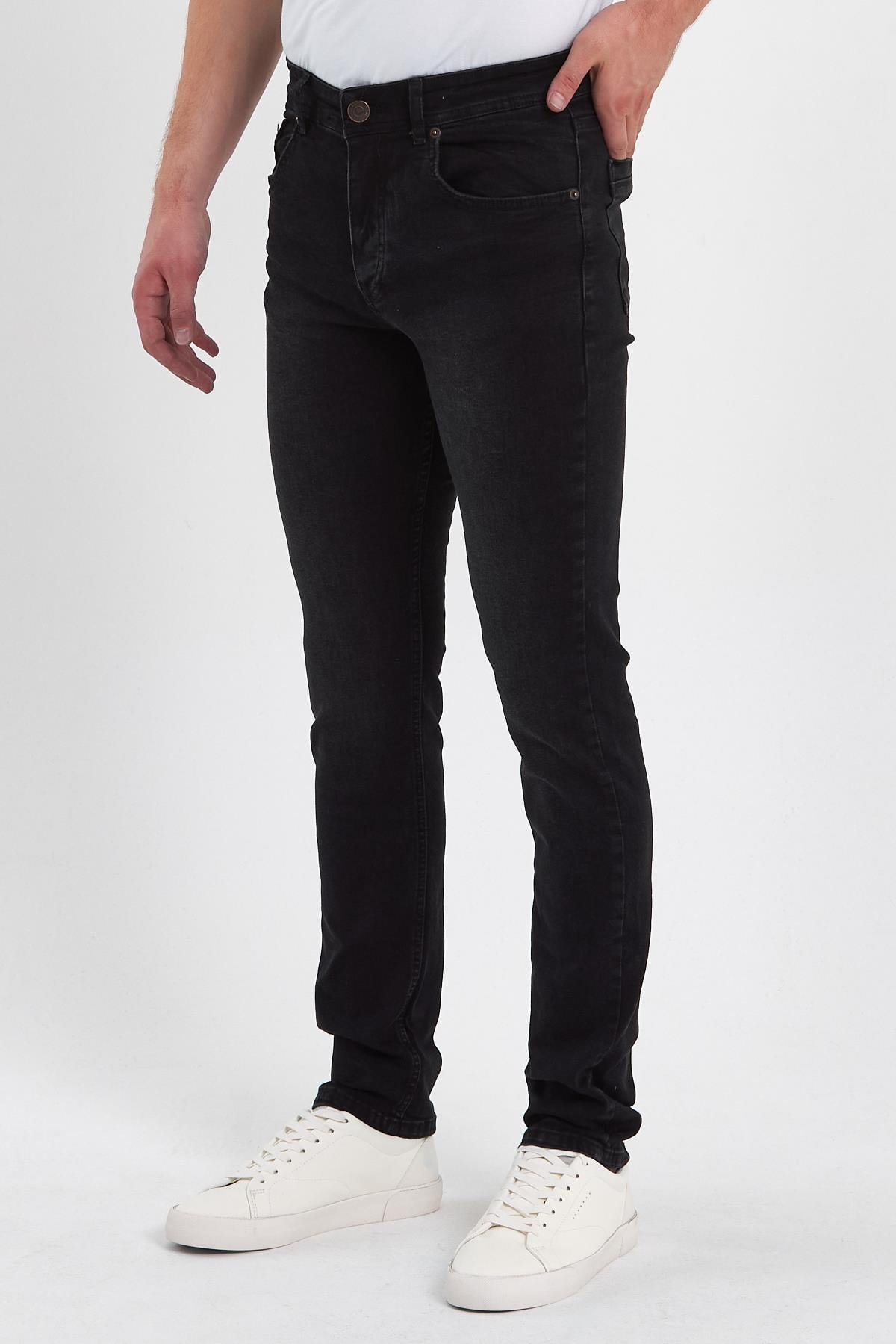 FİHA/IRGAG-8063 ERKEK FERMUARLI TAŞLI  SLIM FİT JEANS-SİYAH TAŞLI