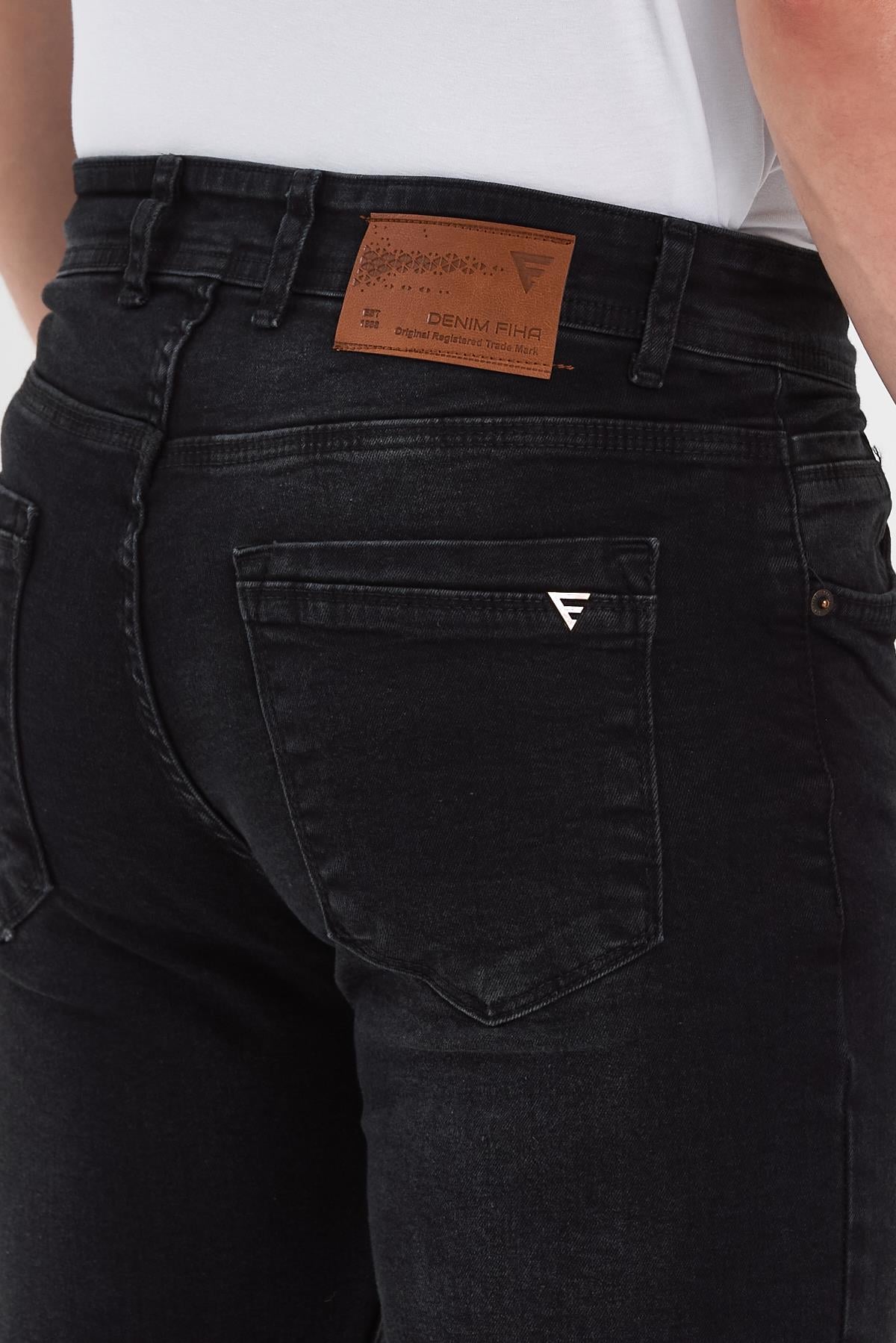 FİHA/IRGAG-8063 ERKEK FERMUARLI TAŞLI  SLIM FİT JEANS-SİYAH TAŞLI
