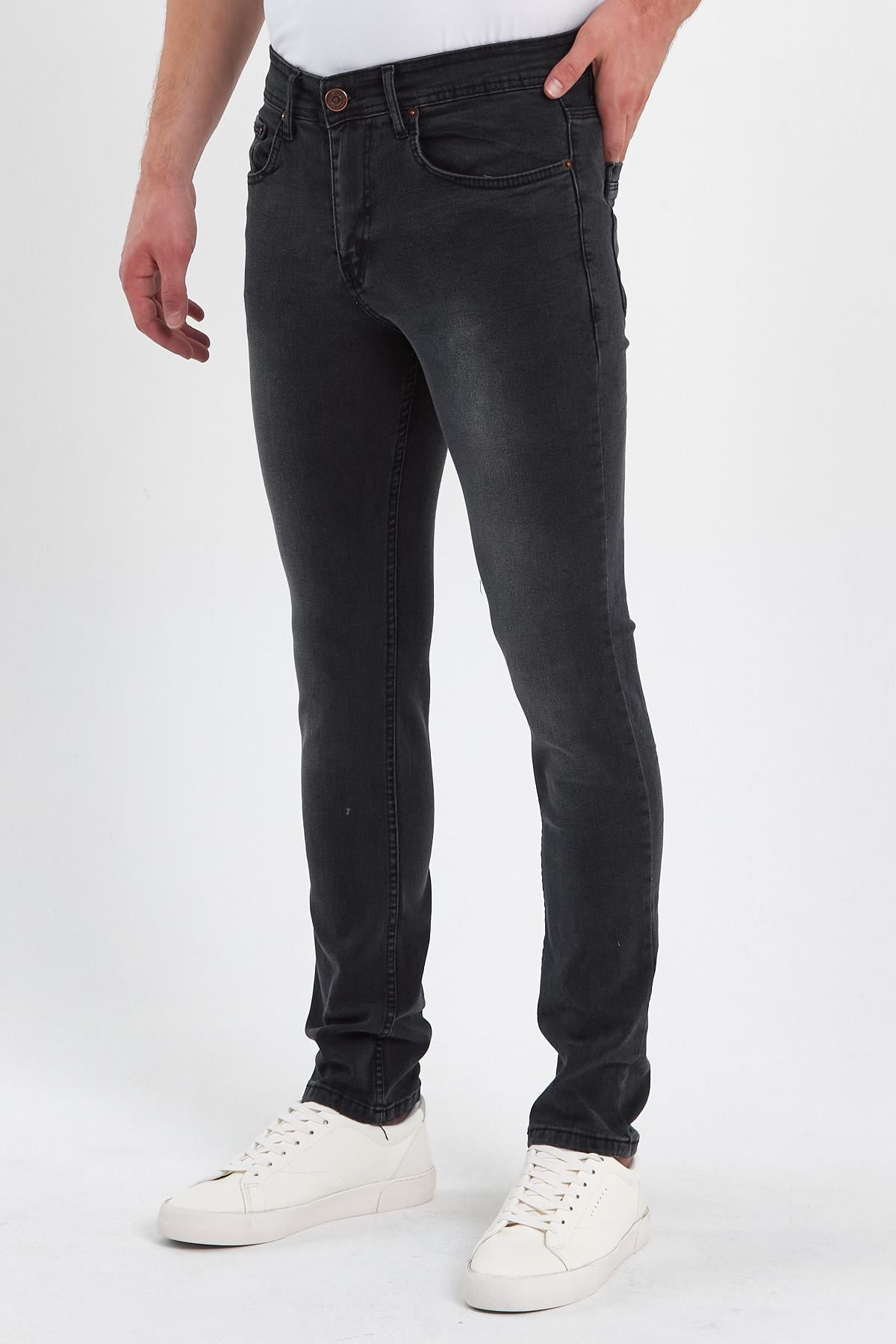 FİHA/IRGAG-8063 ERKEK FERMUARLI TAŞLI SLİM FİT JEANS - ANTRASİT