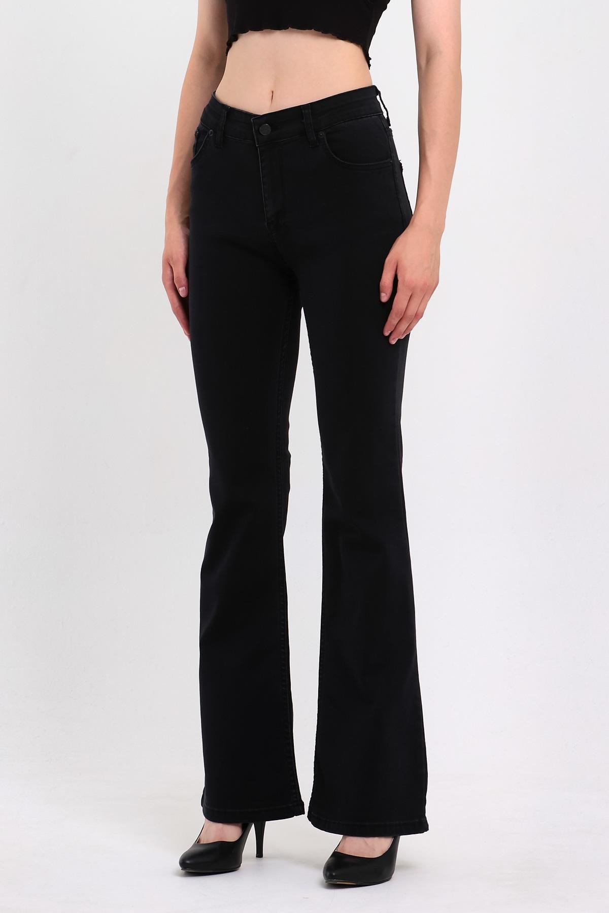 FİHA/LOMYA-4348 KADIN İSPANYOL PAÇA  JEANS - ANTRASİT