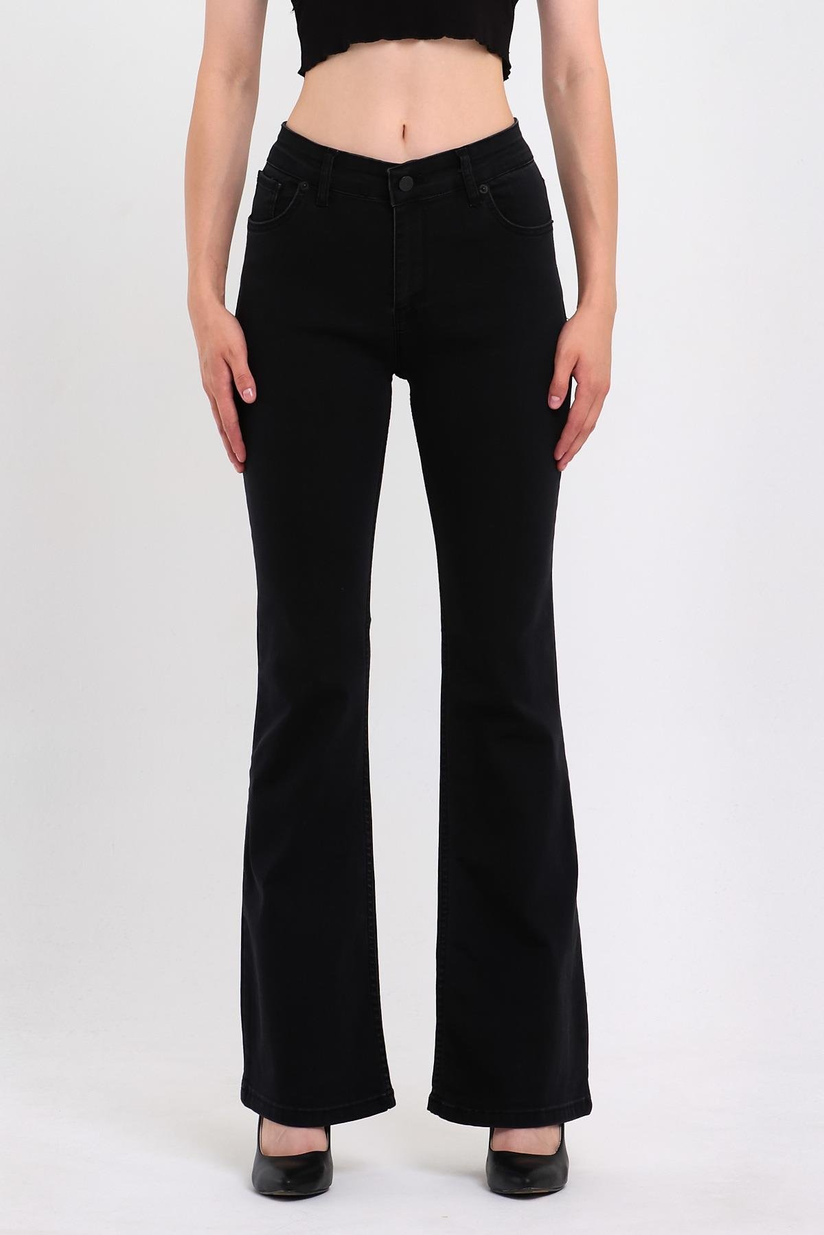 FİHA/LOMYA-4348 KADIN İSPANYOL PAÇA  JEANS - ANTRASİT