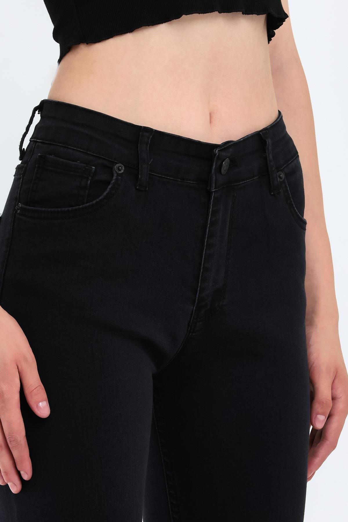 FİHA/LOMYA-4348 KADIN İSPANYOL PAÇA  JEANS - ANTRASİT