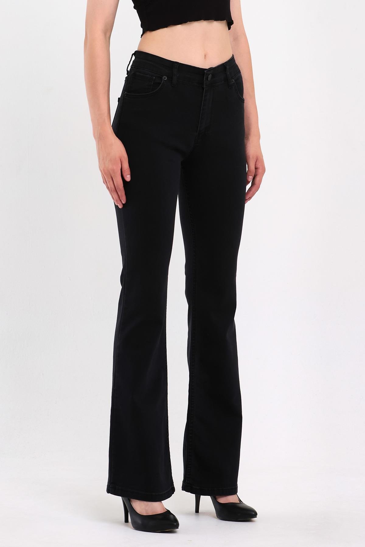 FİHA/LOMYA-4348 KADIN İSPANYOL PAÇA  JEANS - ANTRASİT