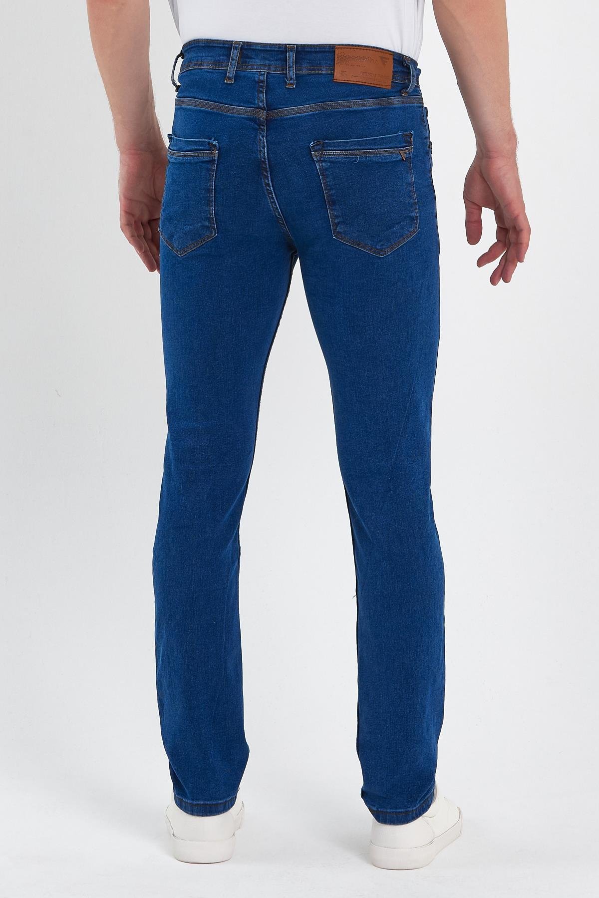 FİHA/MAŞRABA-8064 ERKEK FERMUARLI DÜZ SLİM FİT JEANS - MAVİ