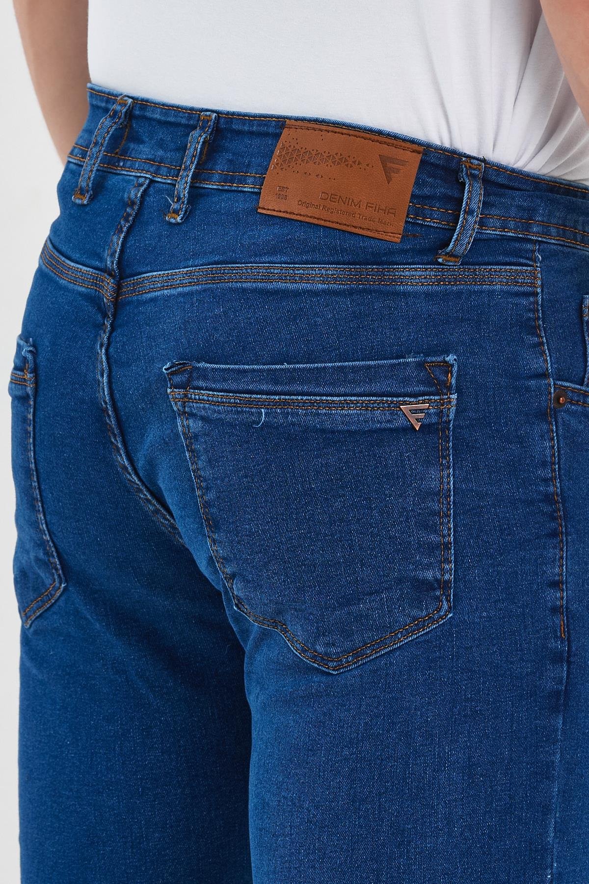 FİHA/MAŞRABA-8064 ERKEK FERMUARLI DÜZ SLİM FİT JEANS - MAVİ