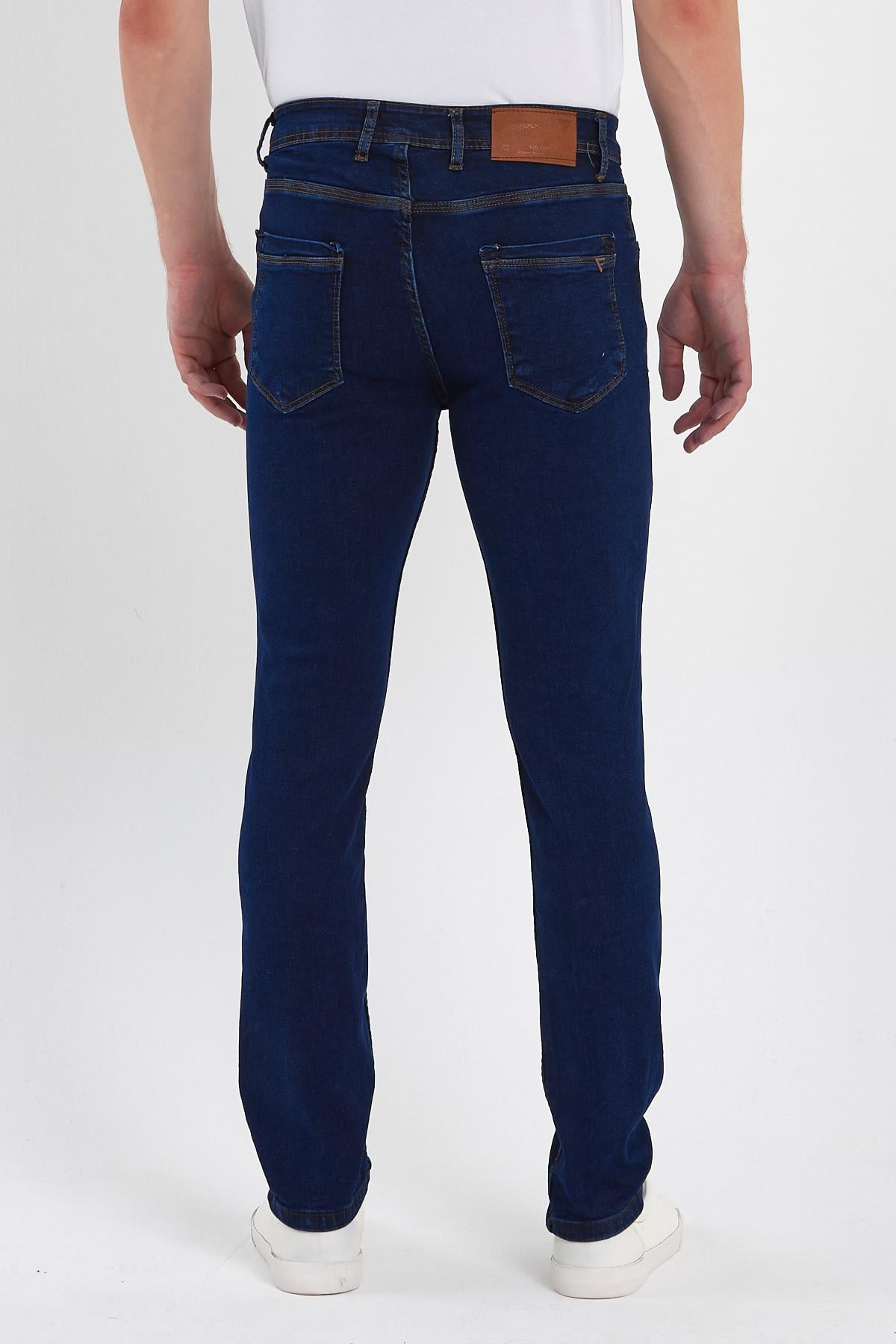 FİHA/MAŞRABA-8064 ERKEK FERMUARLI DÜZ SLİM FİT JEANS - KOYU MAVİ