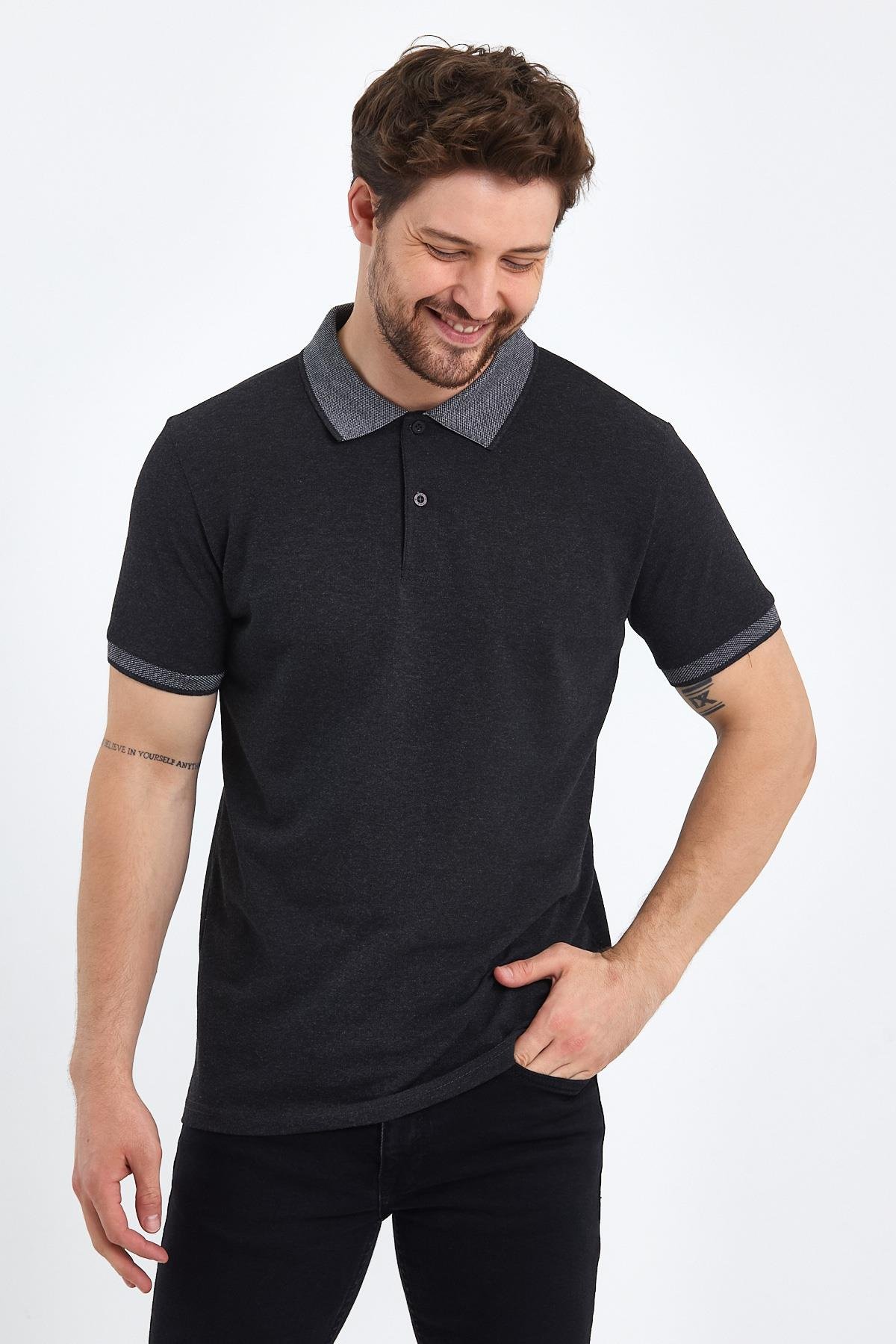 FİHA/OBUZ-8896-ERKEK POLO YAKA T-SHIRT - ANTRASİT