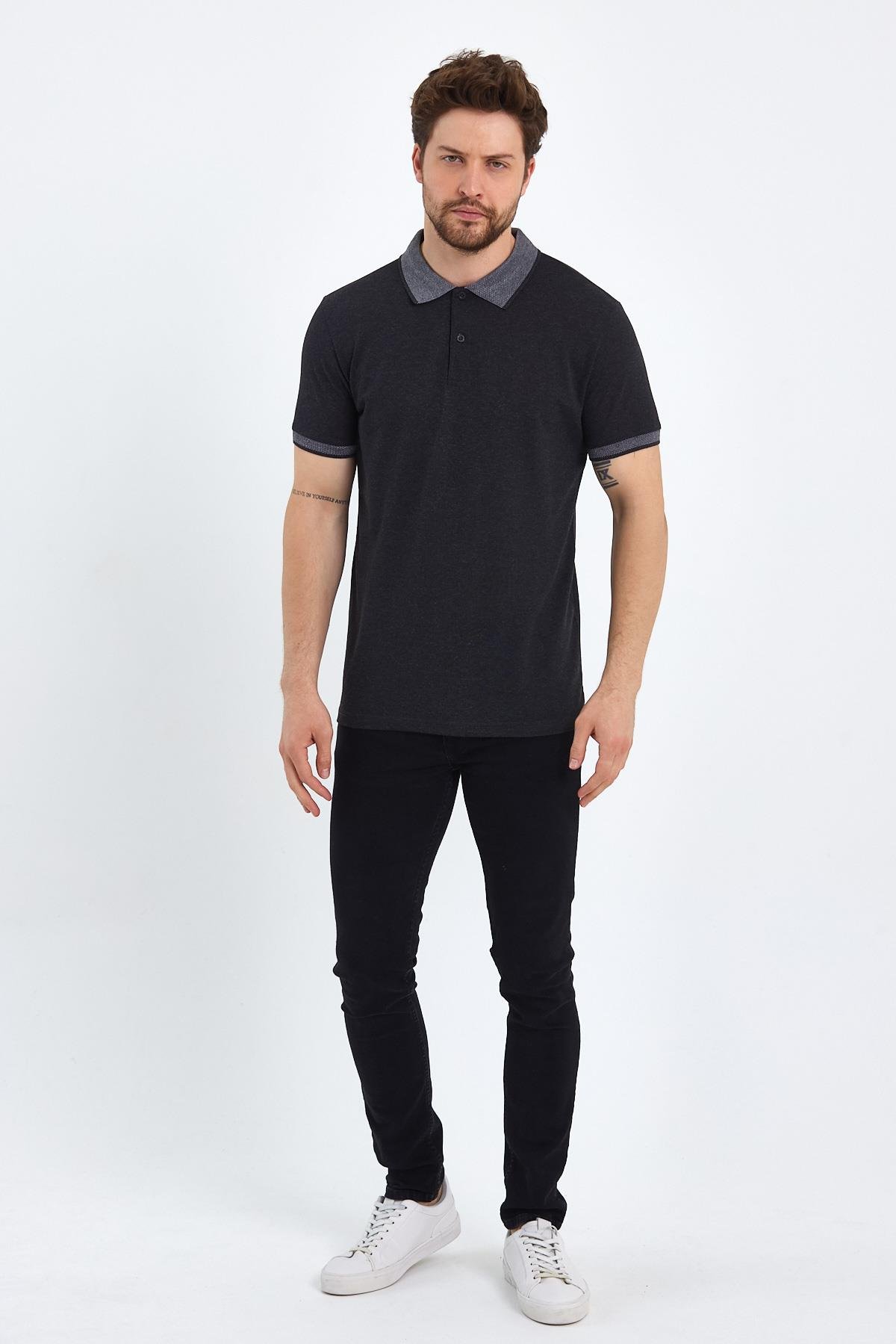 FİHA/OBUZ-8896-ERKEK POLO YAKA T-SHIRT - ANTRASİT