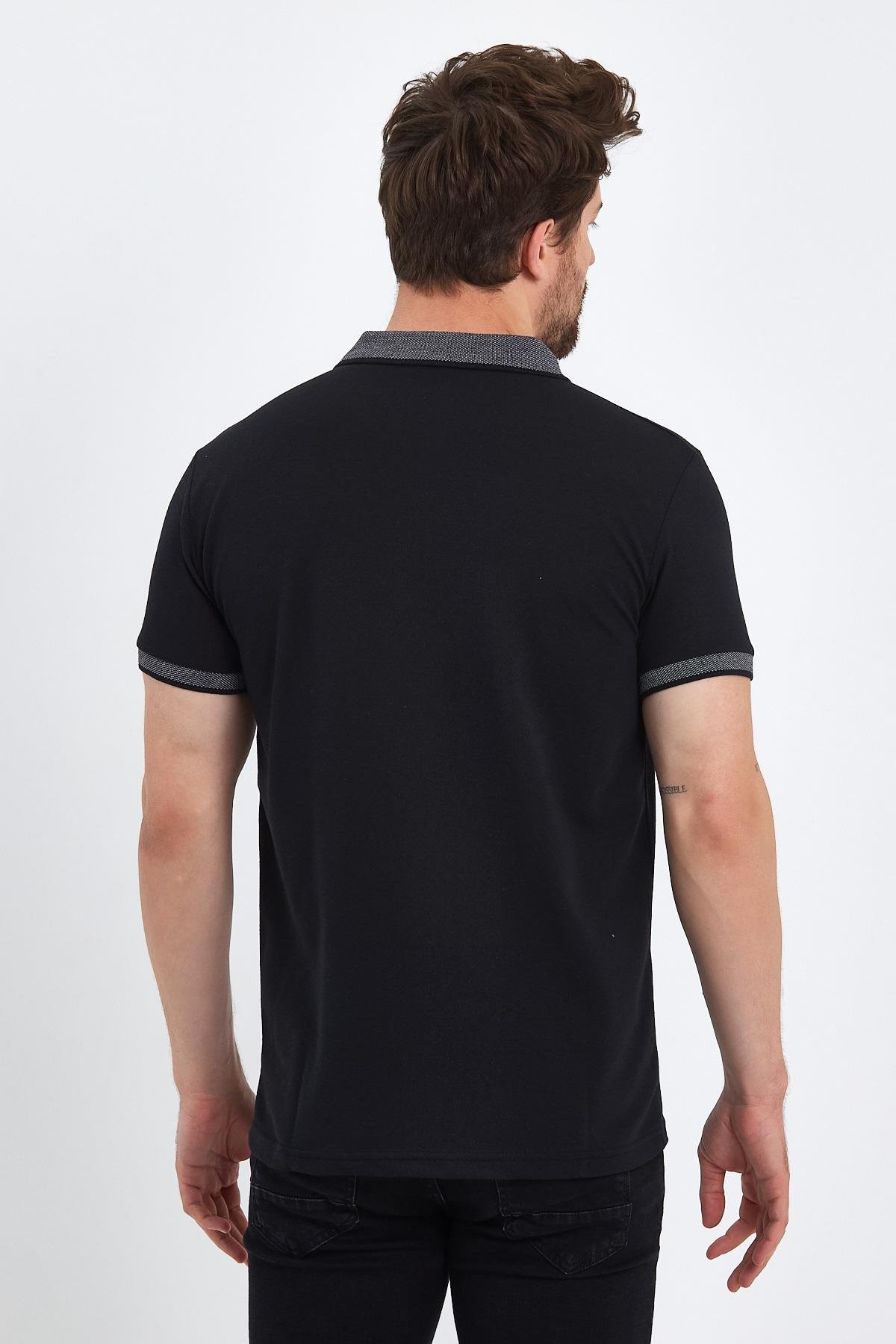 FİHA/OBUZ-8896-ERKEK POLO YAKA T-SHIRT - SİYAH 