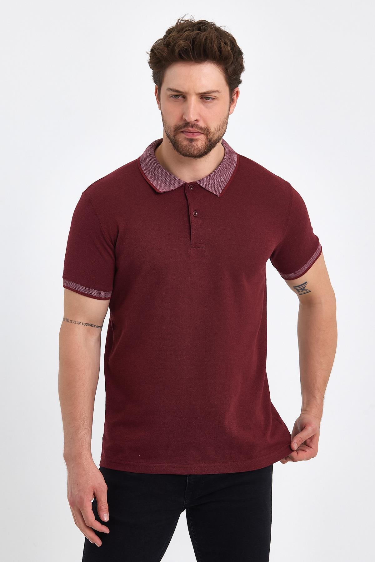 FİHA/OBUZ-8896-ERKEK POLO YAKA T-SHIRT - BORDO