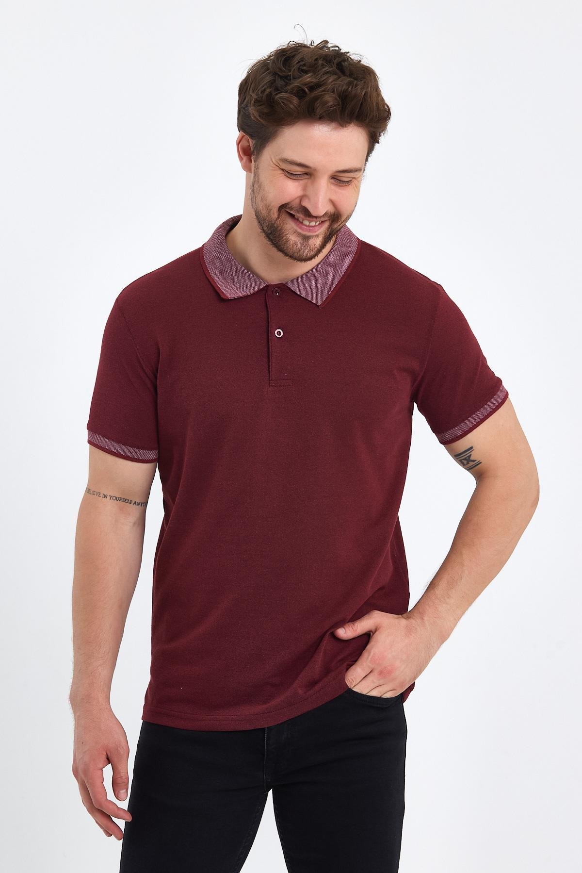 FİHA/OBUZ-8896-ERKEK POLO YAKA T-SHIRT - BORDO