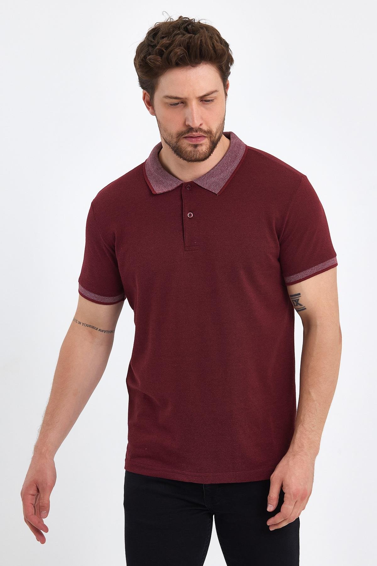 FİHA/OBUZ-8896-ERKEK POLO YAKA T-SHIRT - BORDO