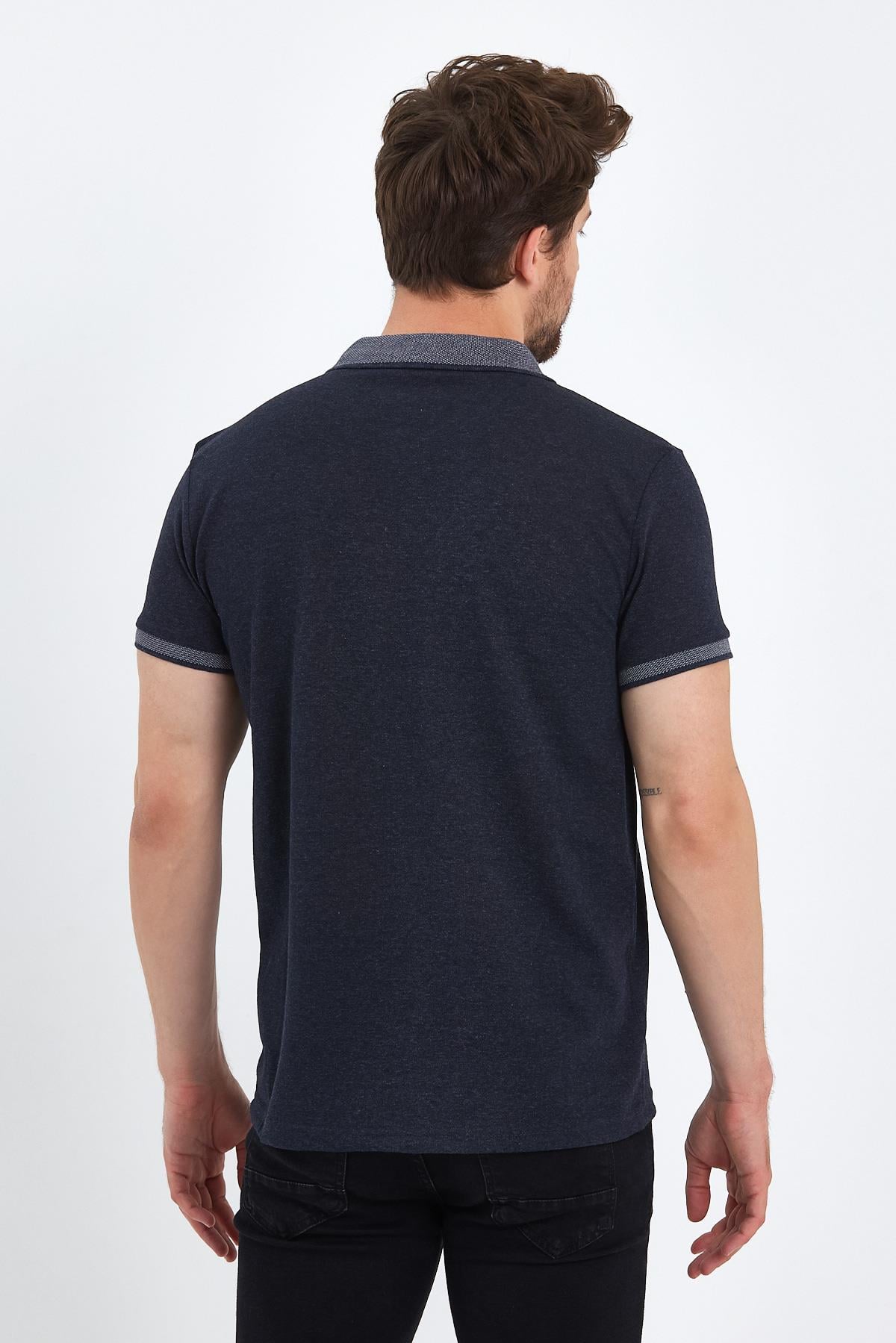 FİHA/OBUZ-8896-ERKEK POLO YAKA T-SHIRT - İNDİGO