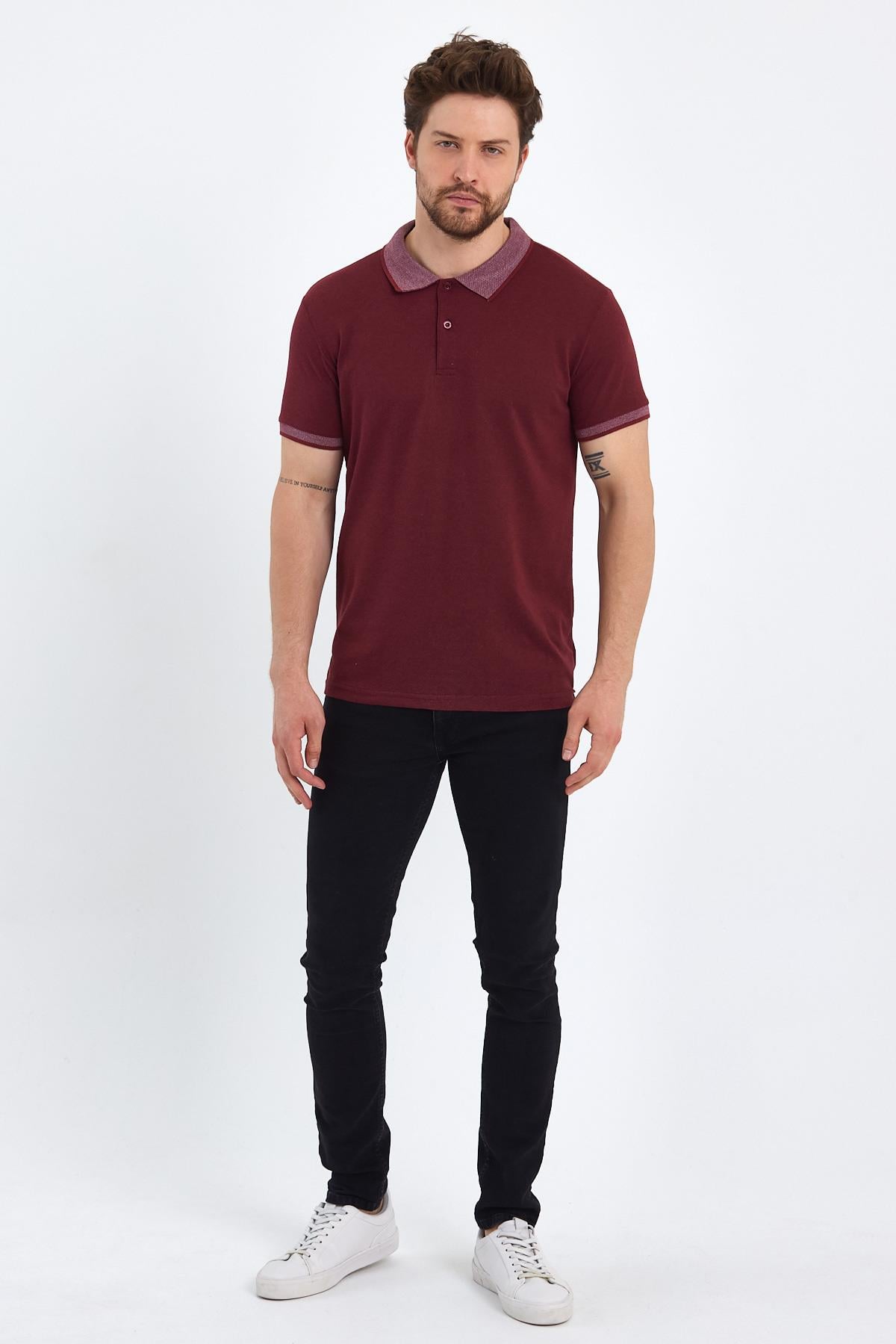 FİHA/OBUZ-8896-ERKEK POLO YAKA T-SHIRT - BORDO