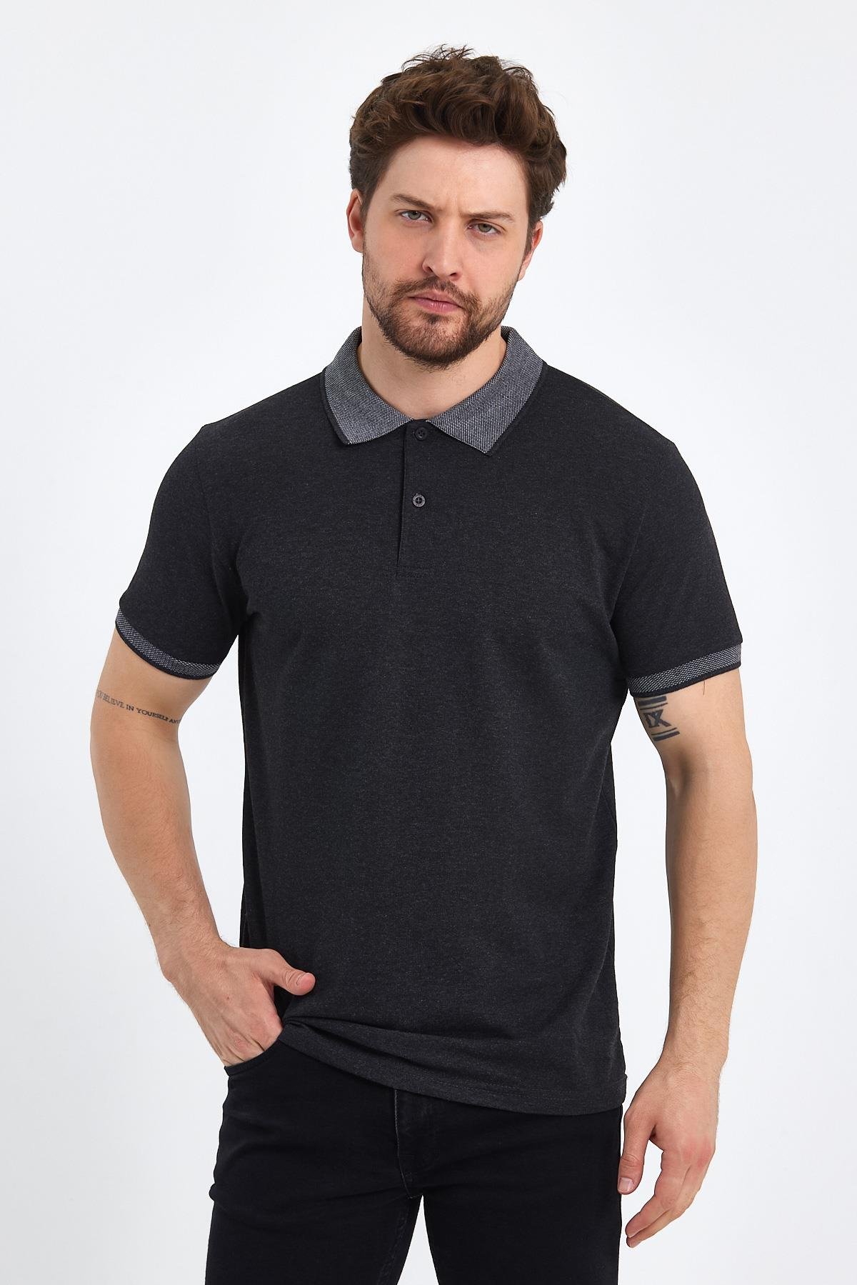 FİHA/OBUZ-8896-ERKEK POLO YAKA T-SHIRT - ANTRASİT