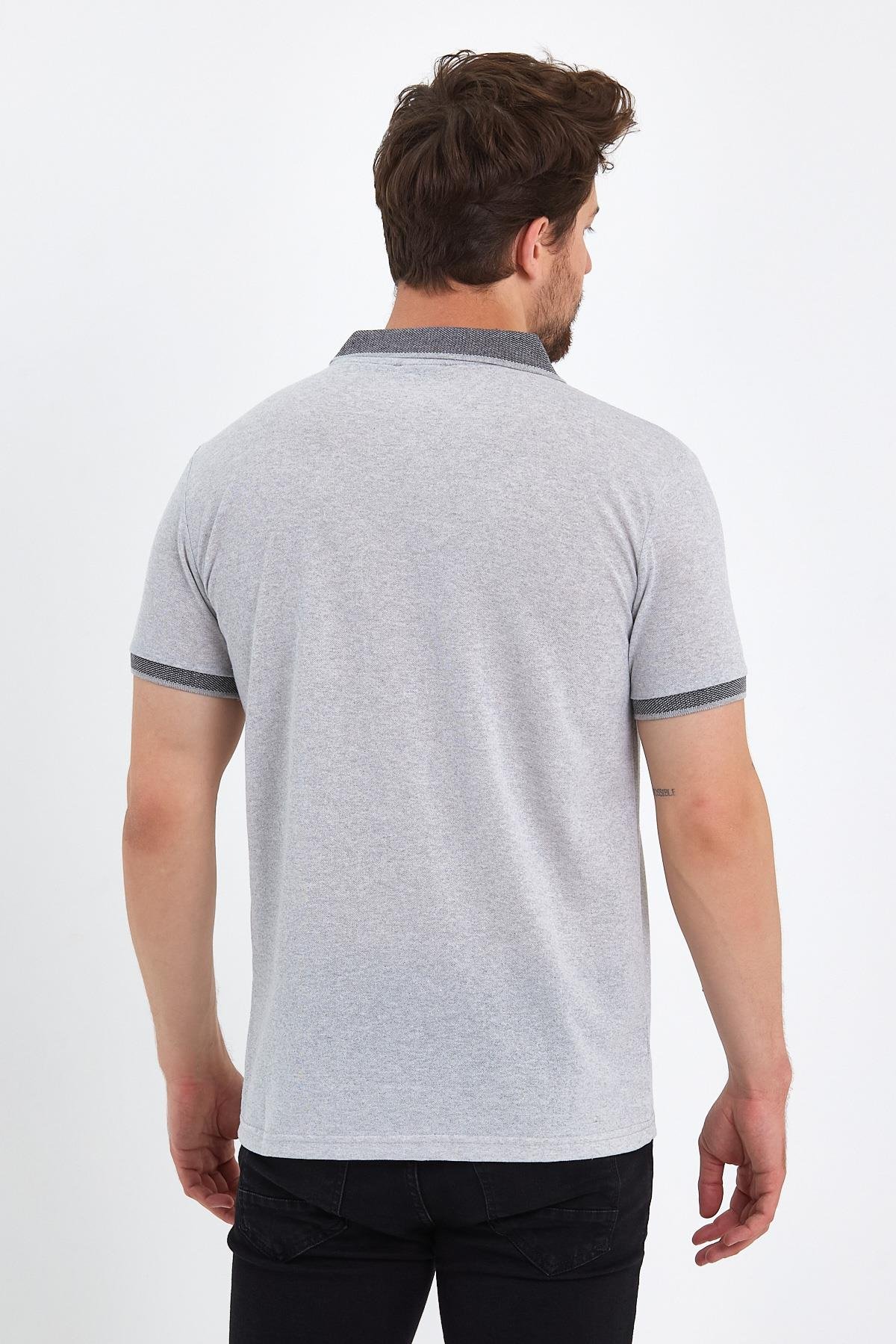 FİHA/OBUZ-8896-ERKEK POLO YAKA T-SHIRT - GRİ MELAJ 