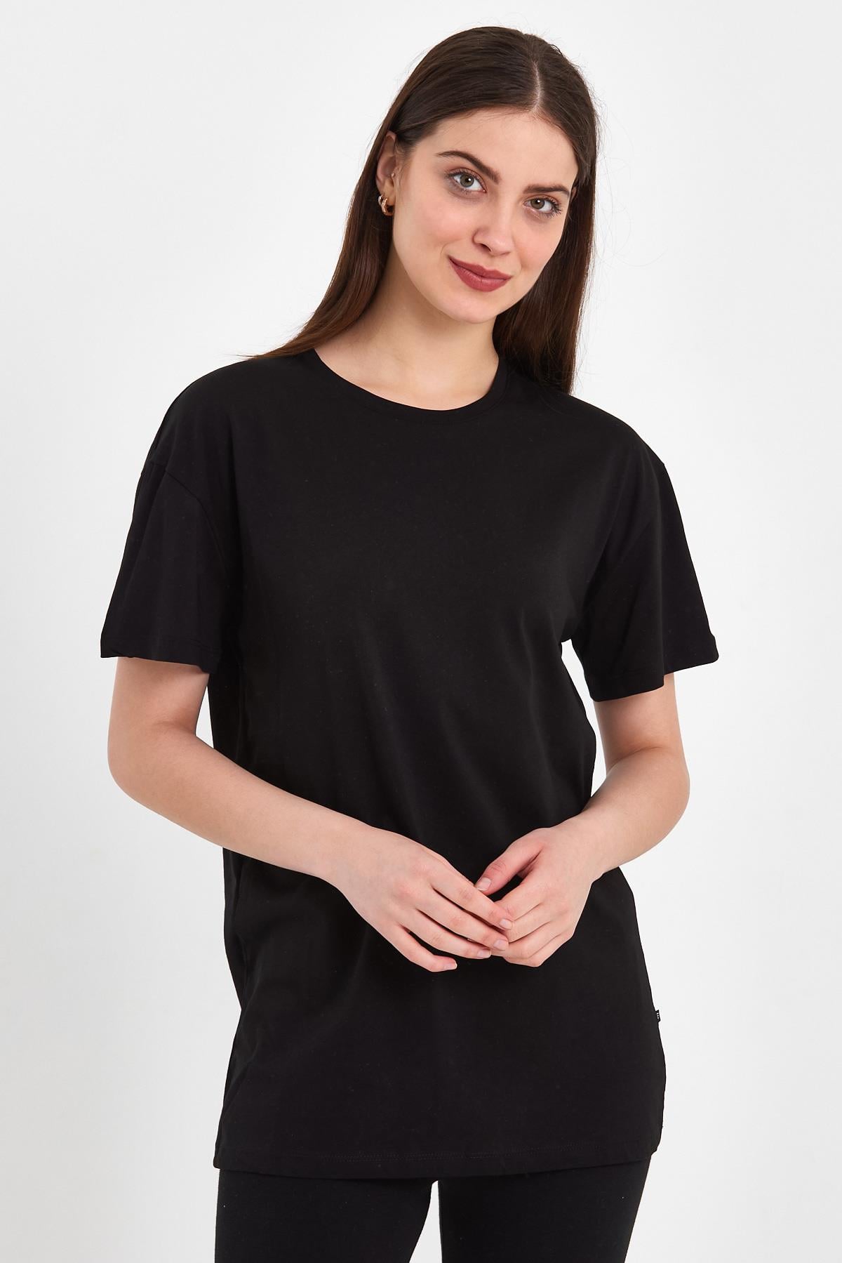 FİHA/PALDIR-3009. KADIN OVERSIZE T-SHIRT - SİYAH 