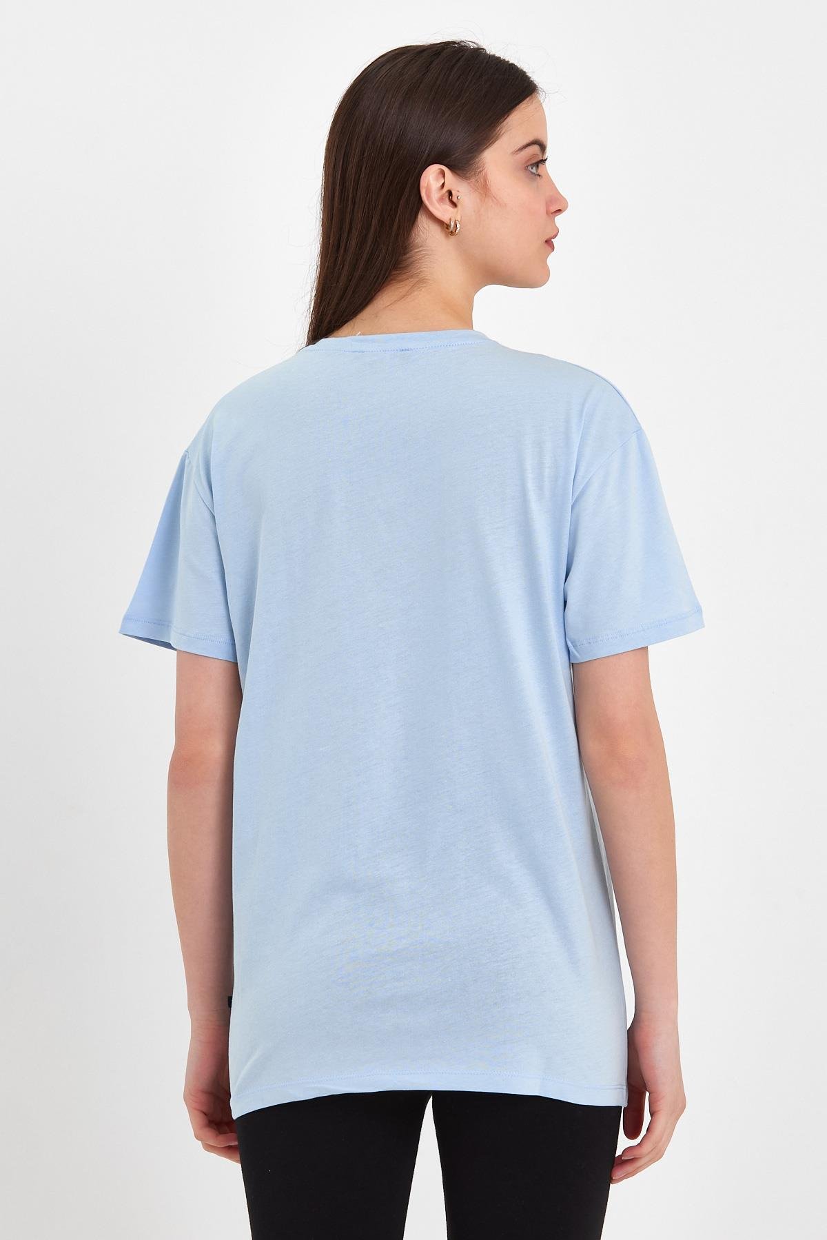 FİHA/PALDIR-3009. KADIN OVERSIZE T-SHIRT - MAVİ