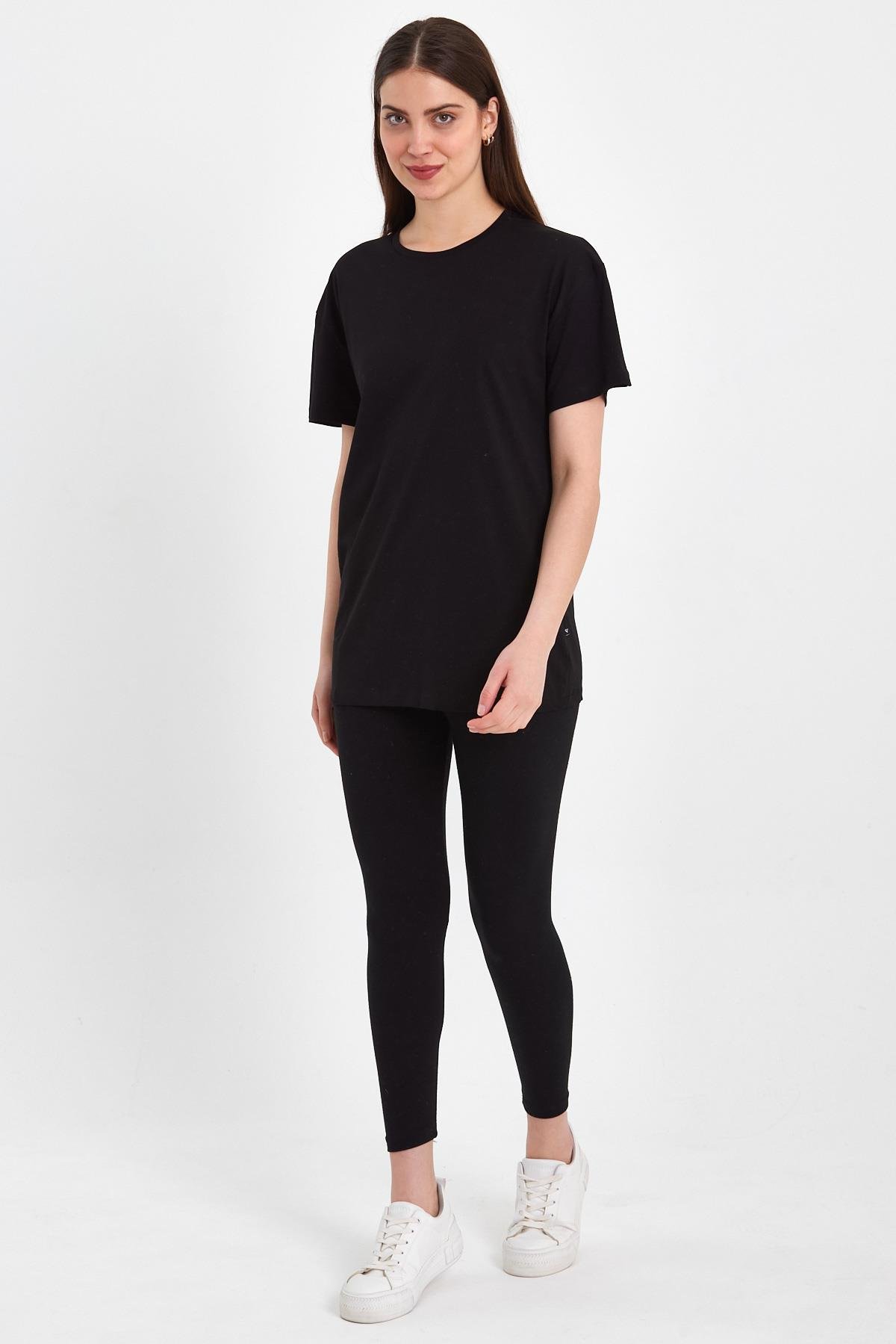 FİHA/PALDIR-3009. KADIN OVERSIZE T-SHIRT - SİYAH 