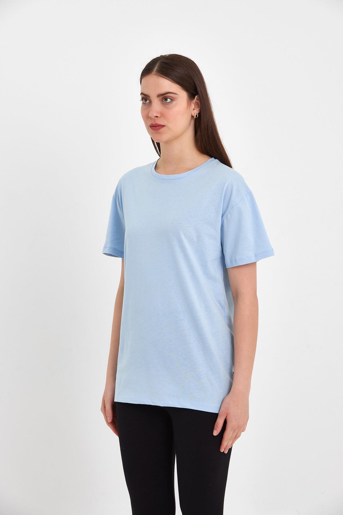 FİHA/PALDIR-3009. KADIN OVERSIZE T-SHIRT - MAVİ