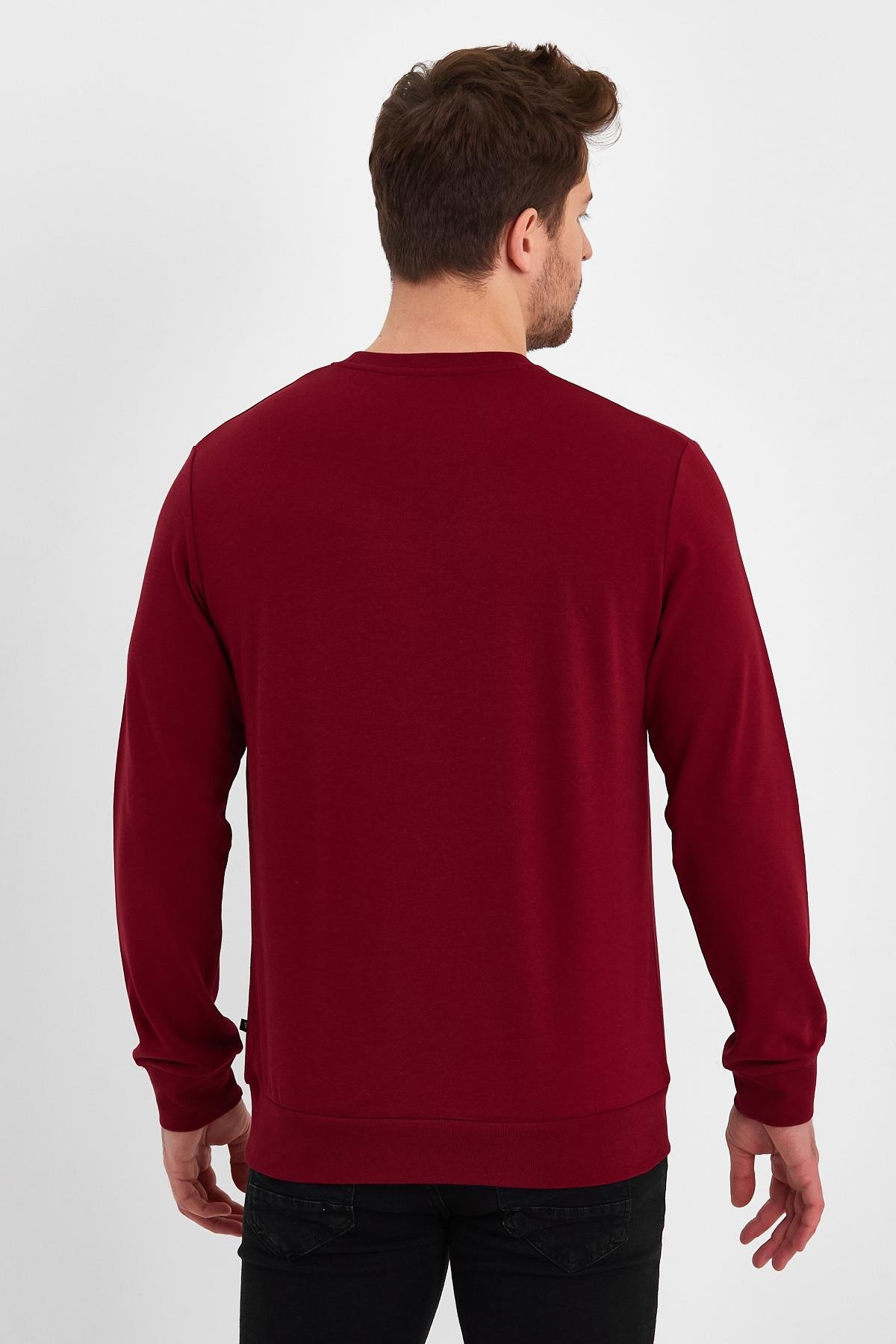 FİHA/ŞEBEK-9025 ERKEK LİKRALİ 3İPLİK SIFIR YAKA SWEAT - BORDO 