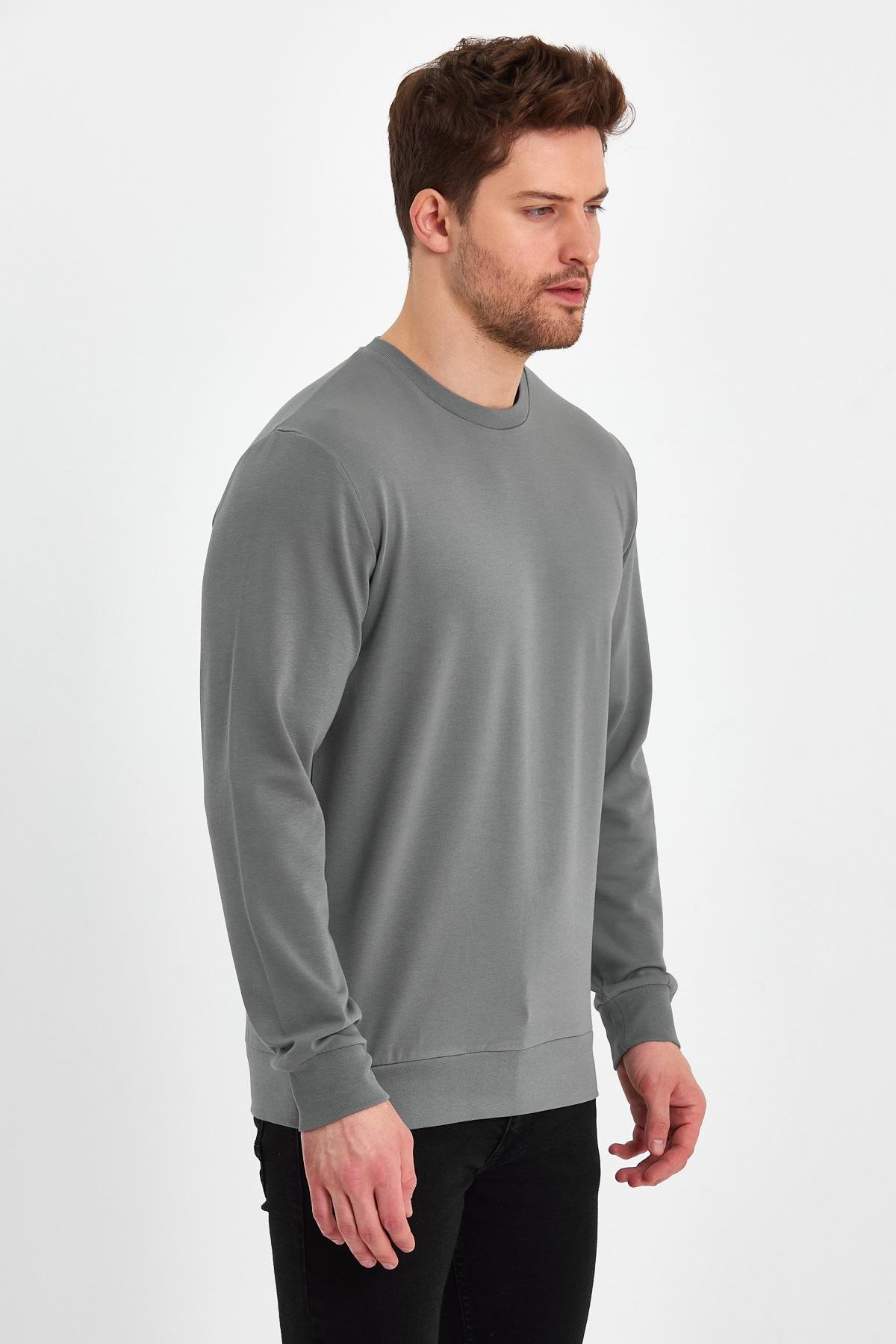 FİHA/ŞEBEK-9025 ERKEK LİKRALİ  SIFIR YAKA SWEAT - VİZON
