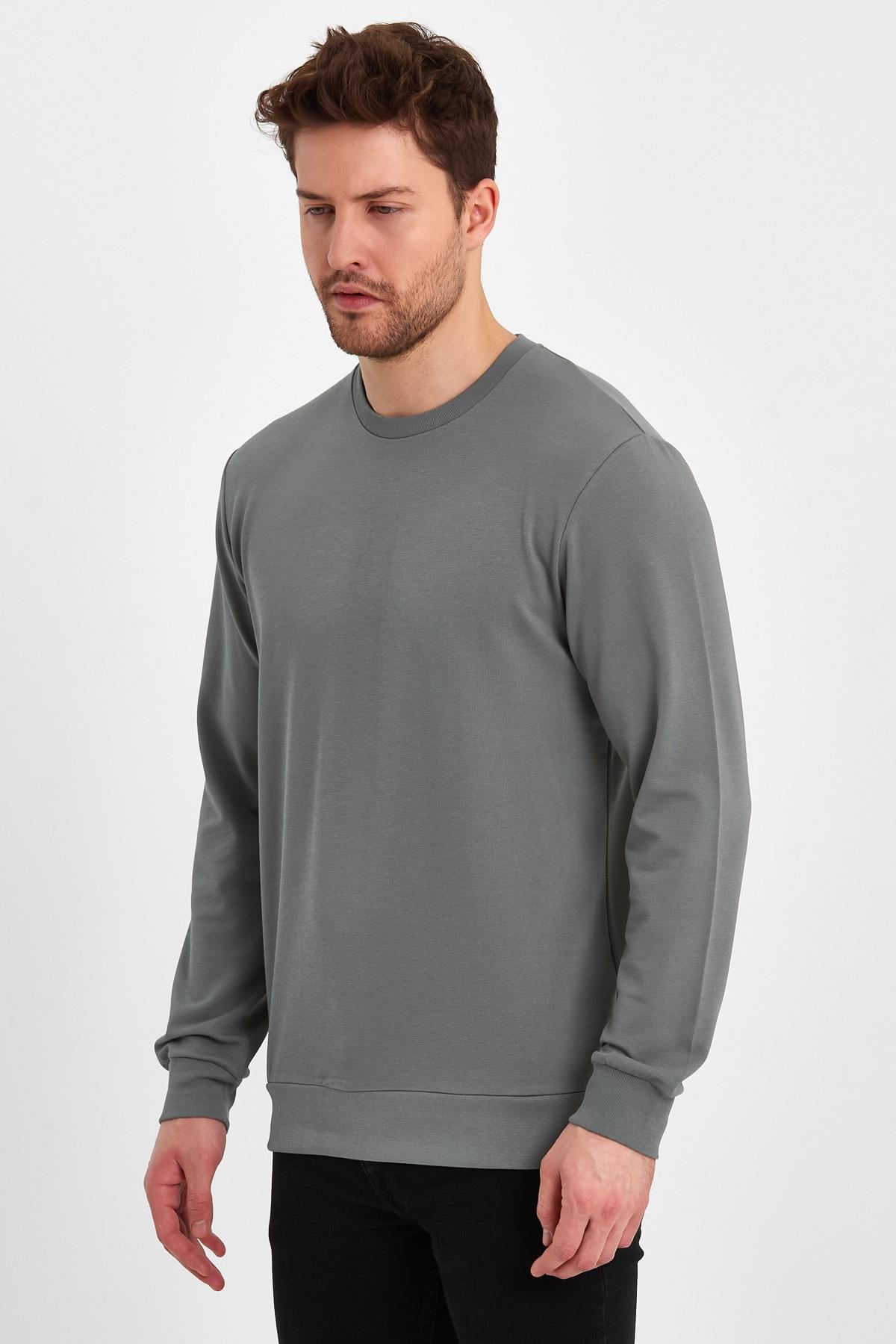 FİHA/ŞEBEK-9025 ERKEK LİKRALİ  SIFIR YAKA SWEAT - VİZON