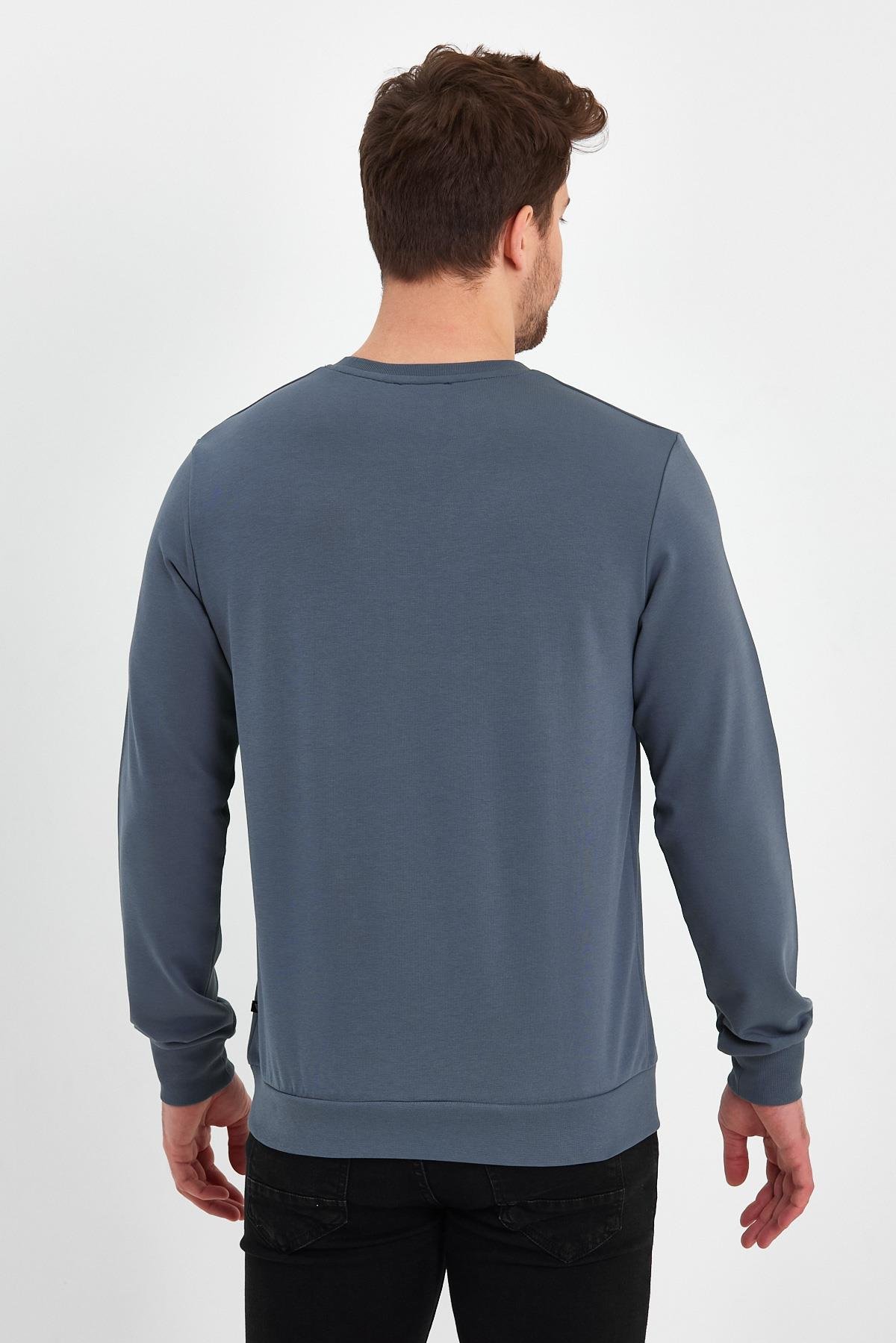 FİHA/ŞEBEK-9025 ERKEK LİKRALİ  SIFIR YAKA SWEAT - İNDİGO