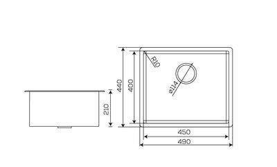 Crauf Evye Stella 6049 inox 440x490x210mm