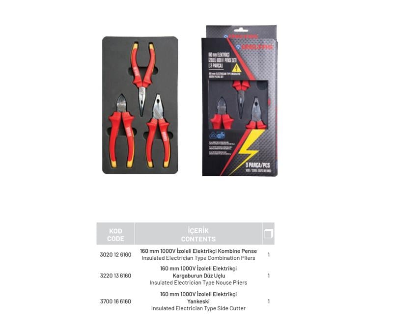 İZELTAŞİzeltaş 1000V İzoleli Elektrikçi Seti (3 Parça)