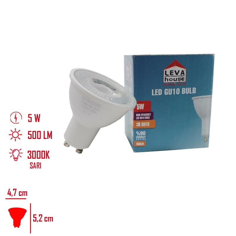 Star Yapı MarketLeva Ampul Led Çanak 5w Sarı Gu10