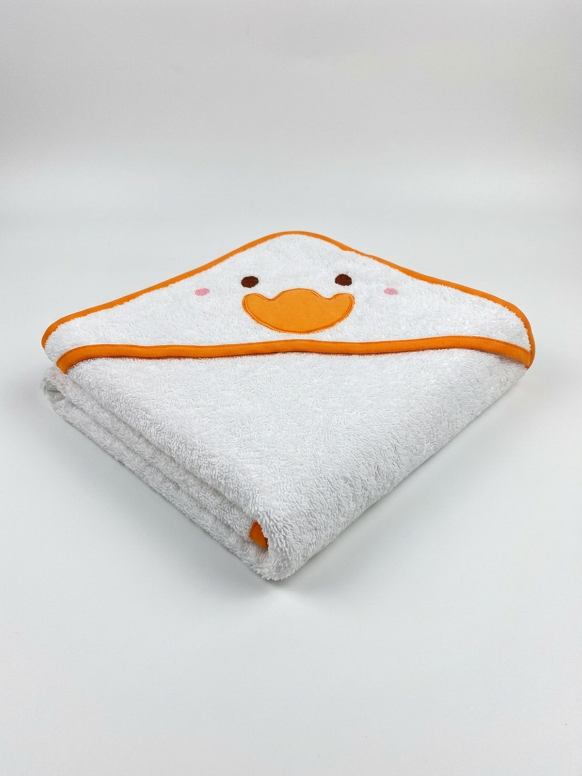 Baby Class %100 Pamuk Ördek Nakışlı Bebek Havlu Kundak 75x75 cm Duck Ekru